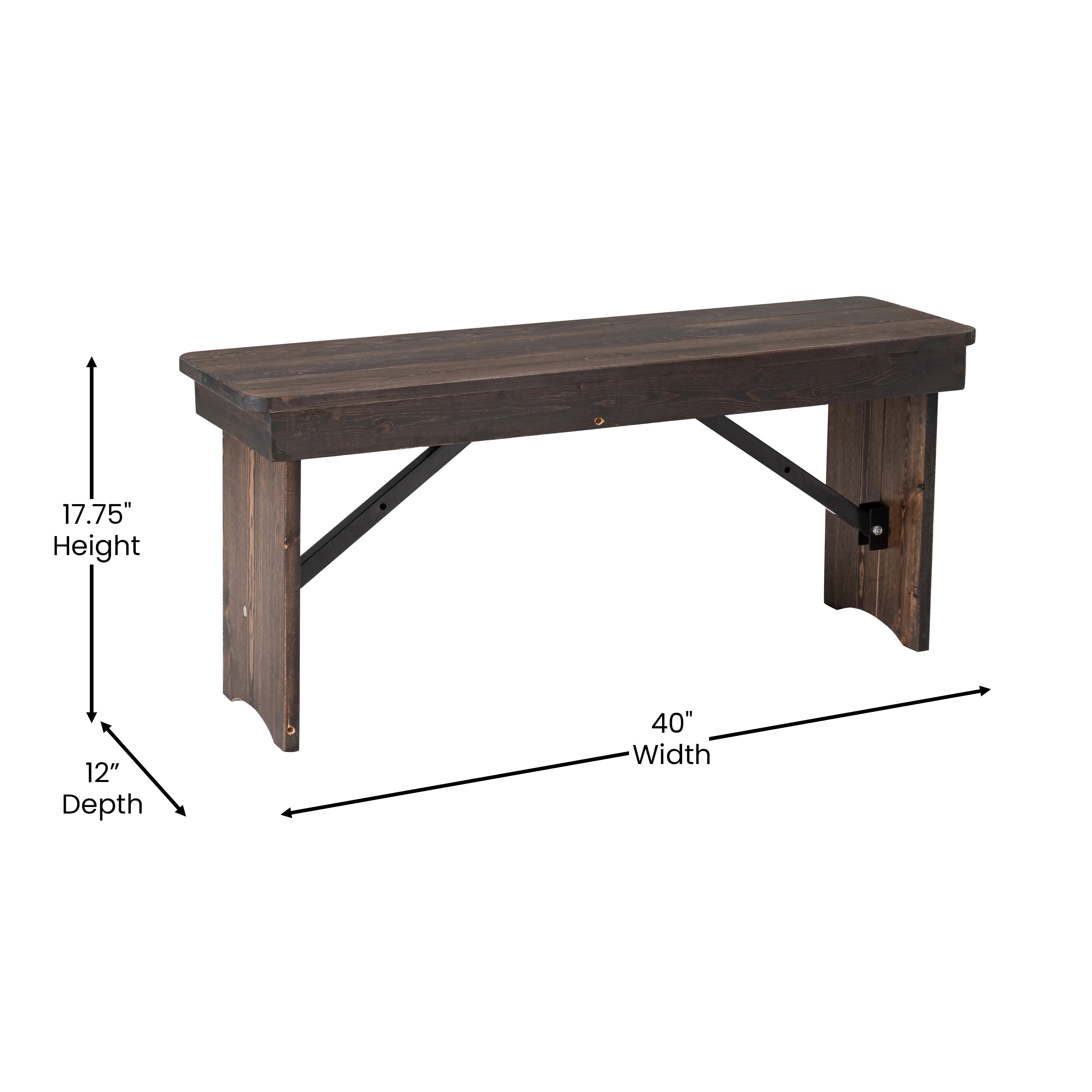 HERCULES 40'' x 12'' Mahogany Solid Pine Folding Farm Bench