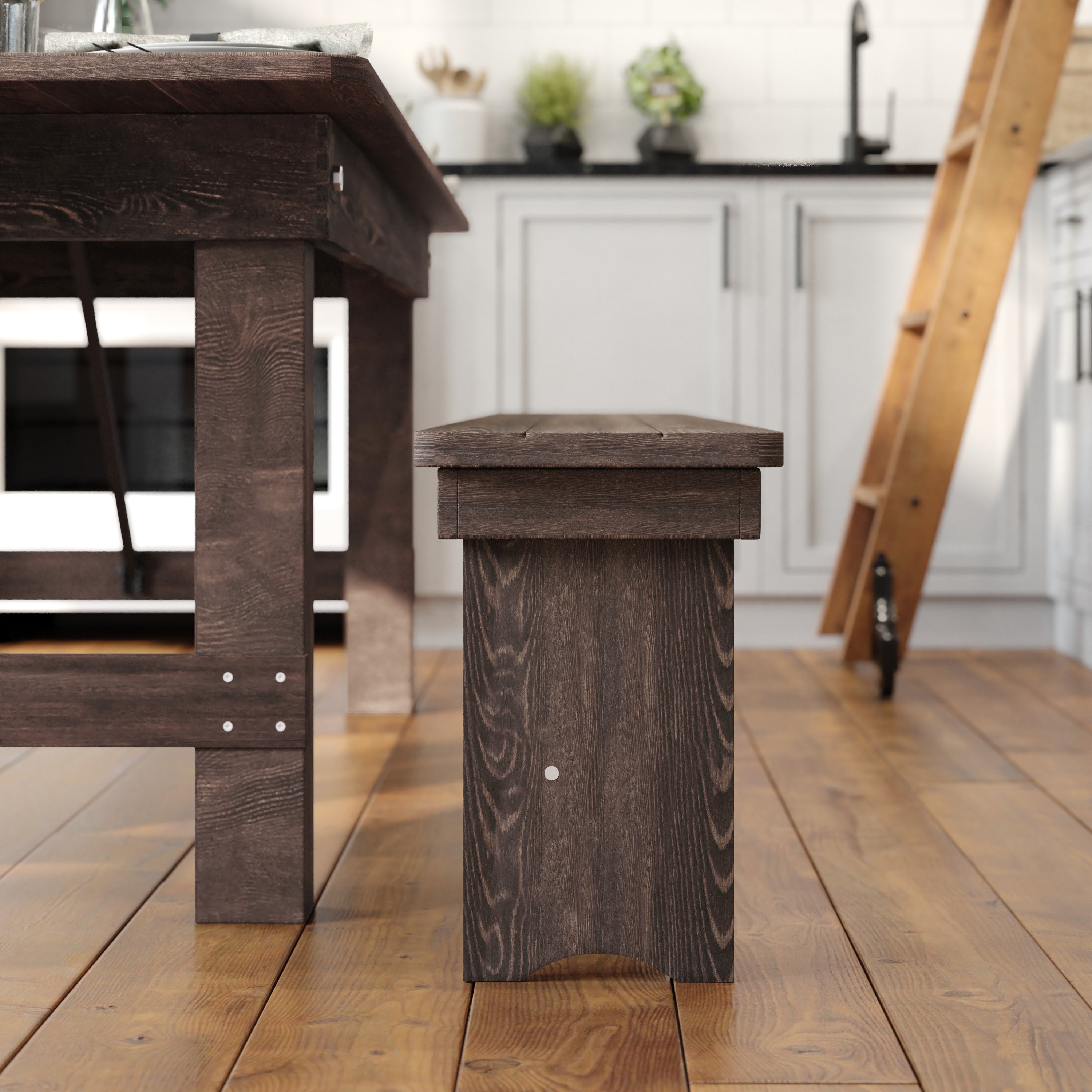 HERCULES 40'' x 12'' Mahogany Solid Pine Folding Farm Bench