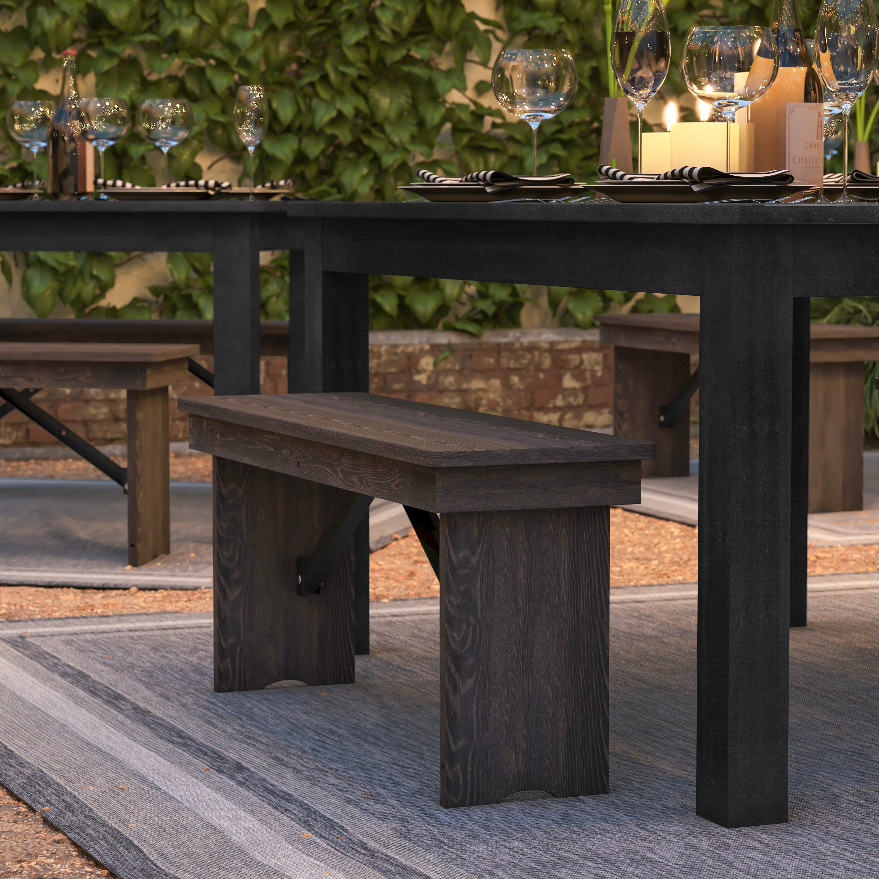 HERCULES 40'' x 12'' Mahogany Solid Pine Folding Farm Bench