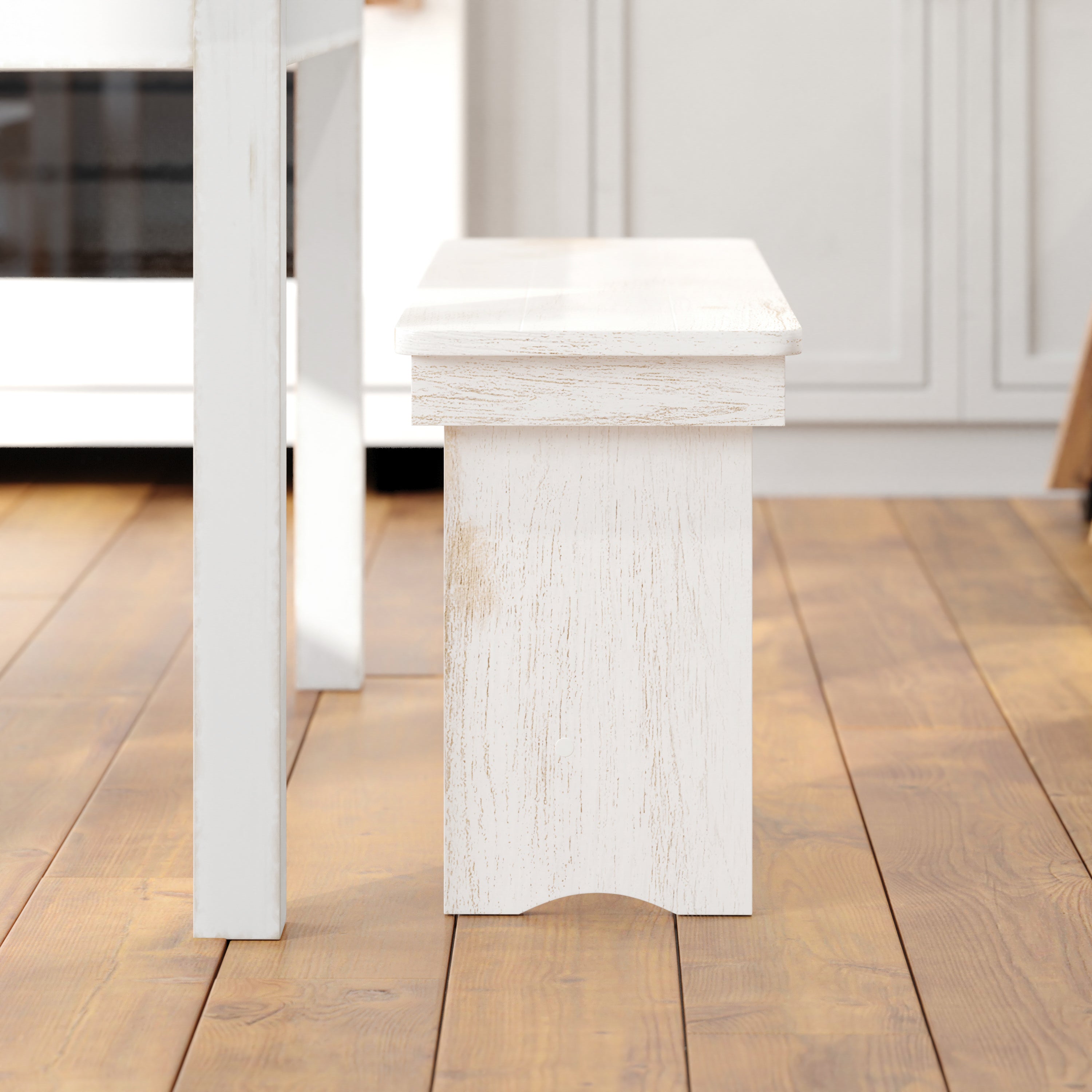 HERCULES Series 40" x 12" Antique Rustic White Solid Pine Folding Farm Bench