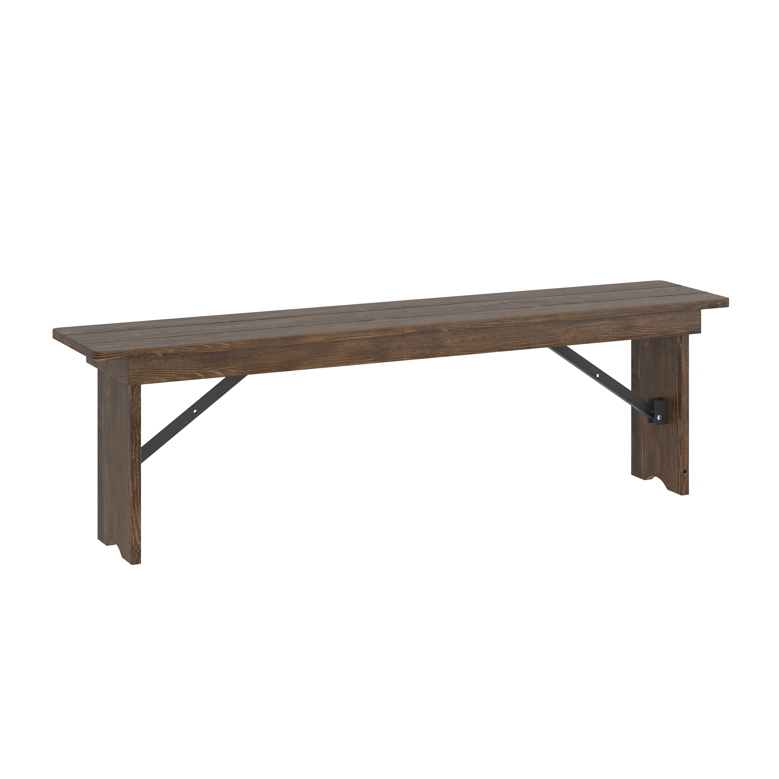HERCULES 60" x 12" Antique Rustic Commercial Antique Solid Pine Farmhouse Folding Bench with Foldable Locking Legs