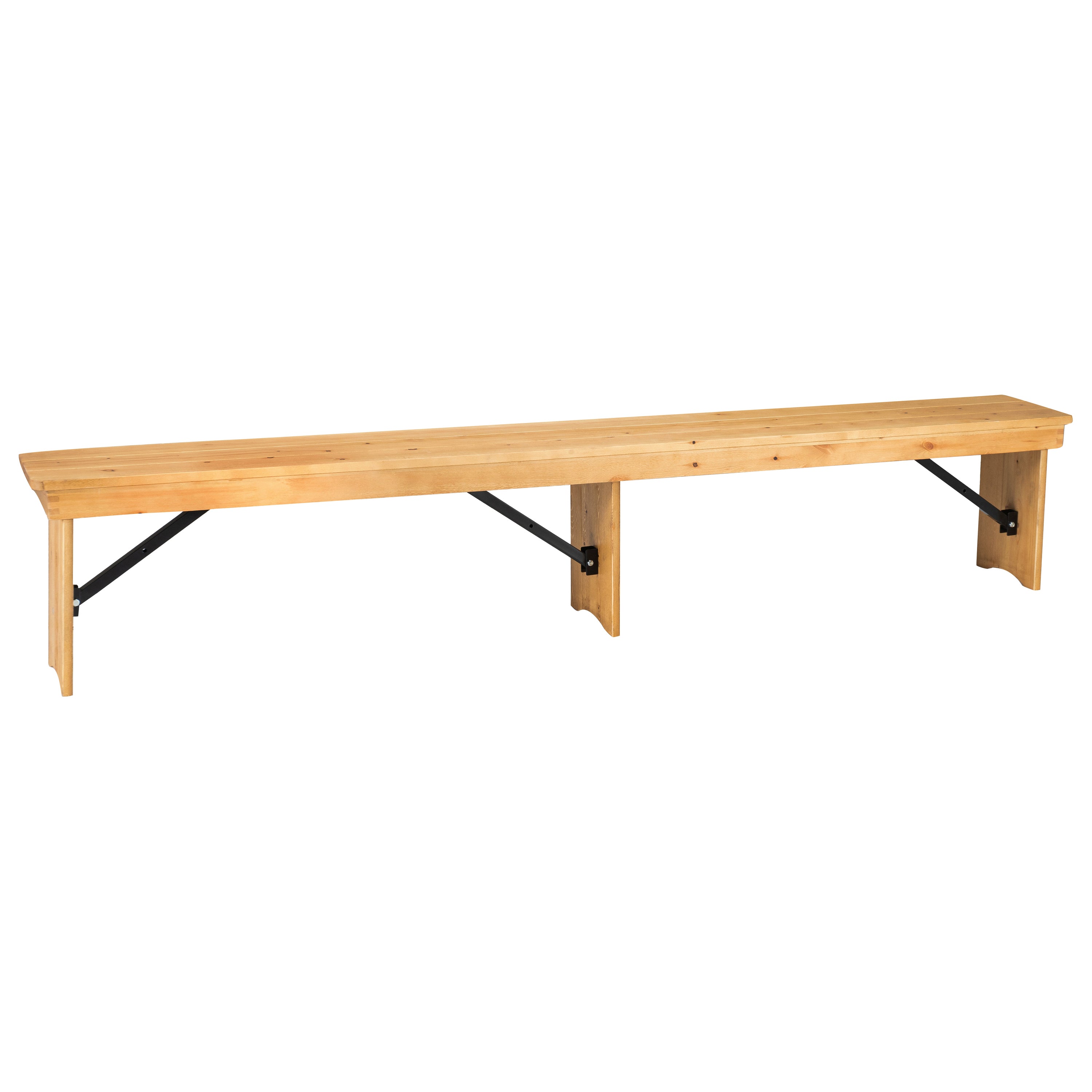 HERCULES 8' x 12'' Antique Rustic Light Natural Solid Pine Folding Farm Bench with 3 Legs