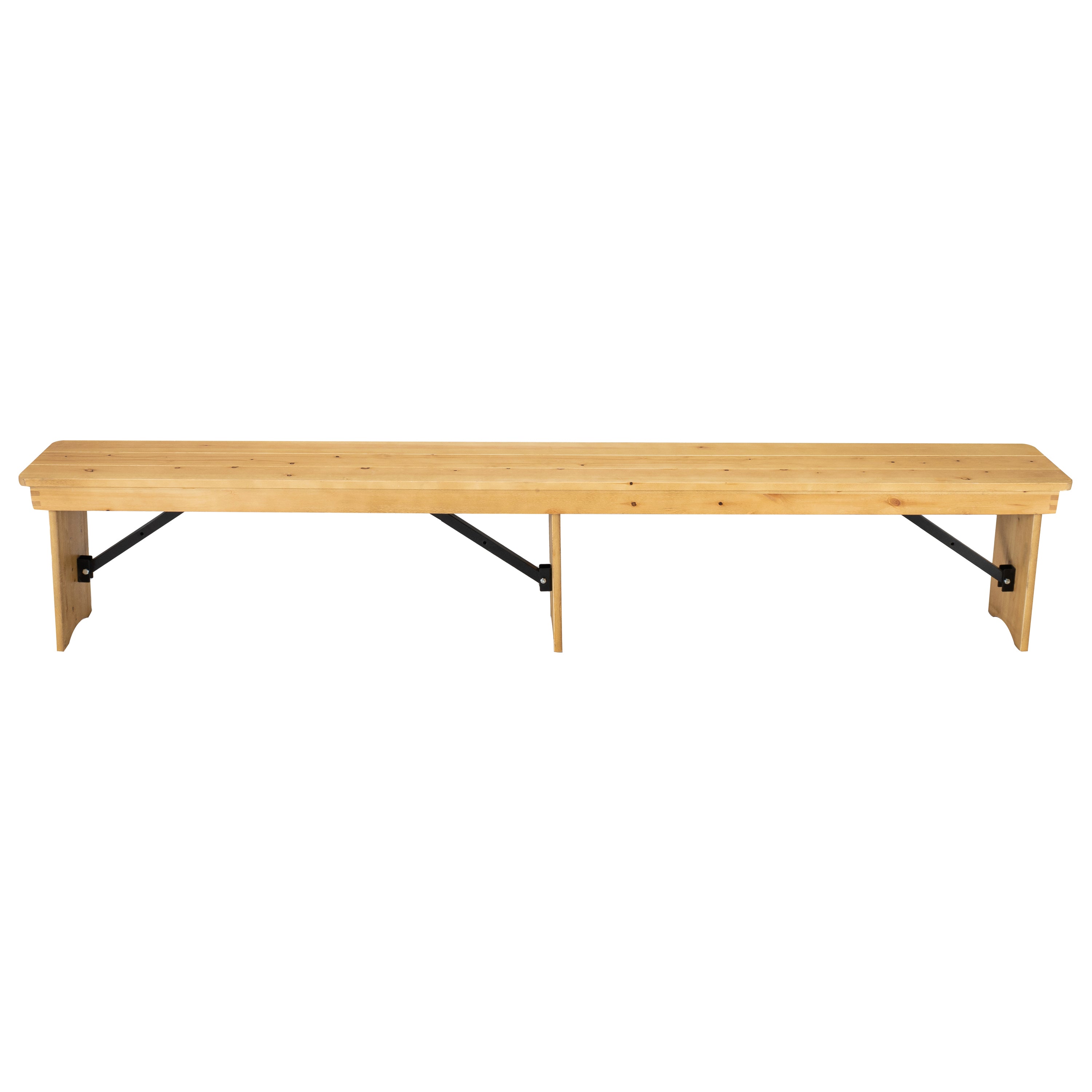 HERCULES 8' x 12'' Antique Rustic Light Natural Solid Pine Folding Farm Bench with 3 Legs