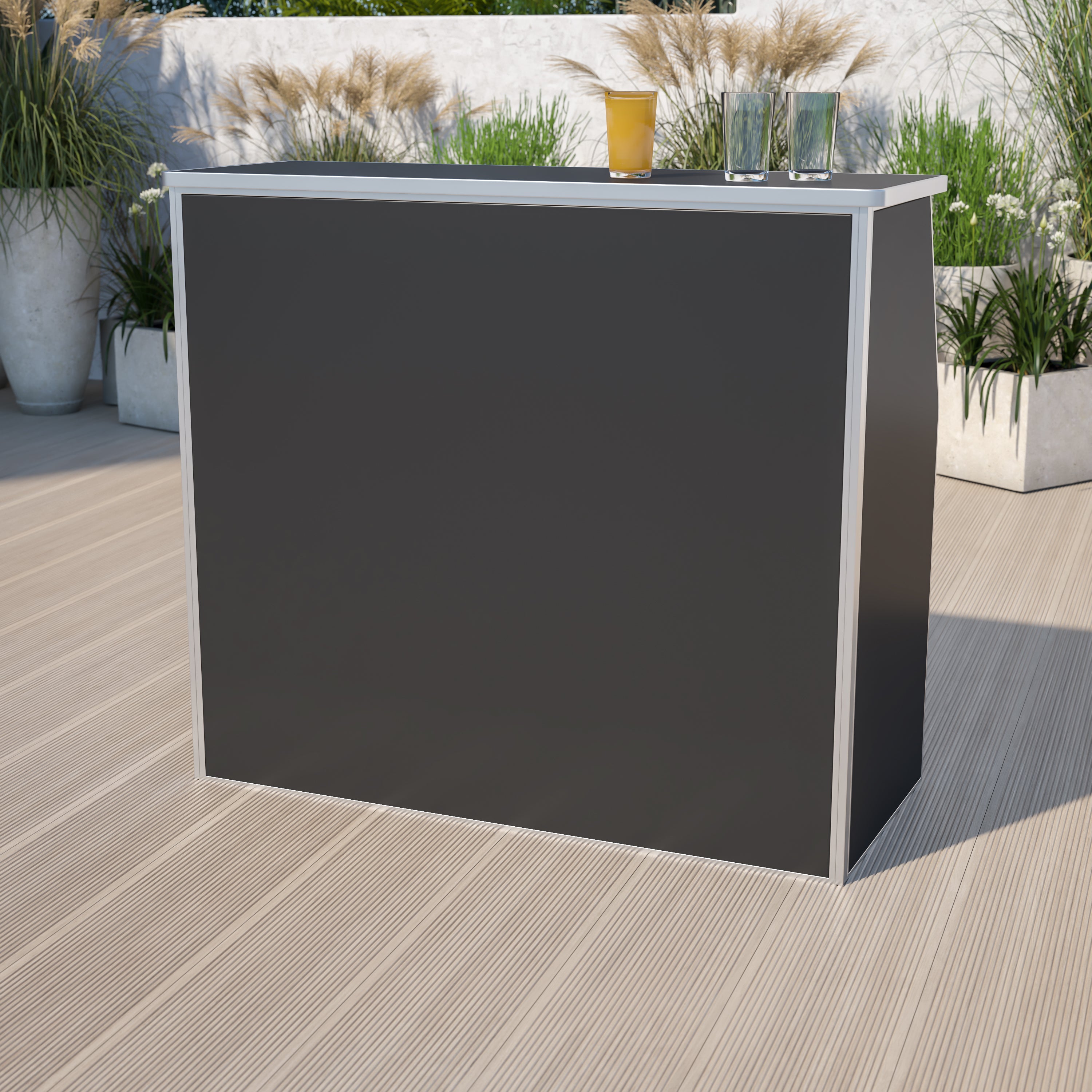 Amara 4' Black Laminate Foldable Bar - Portable Event Bar