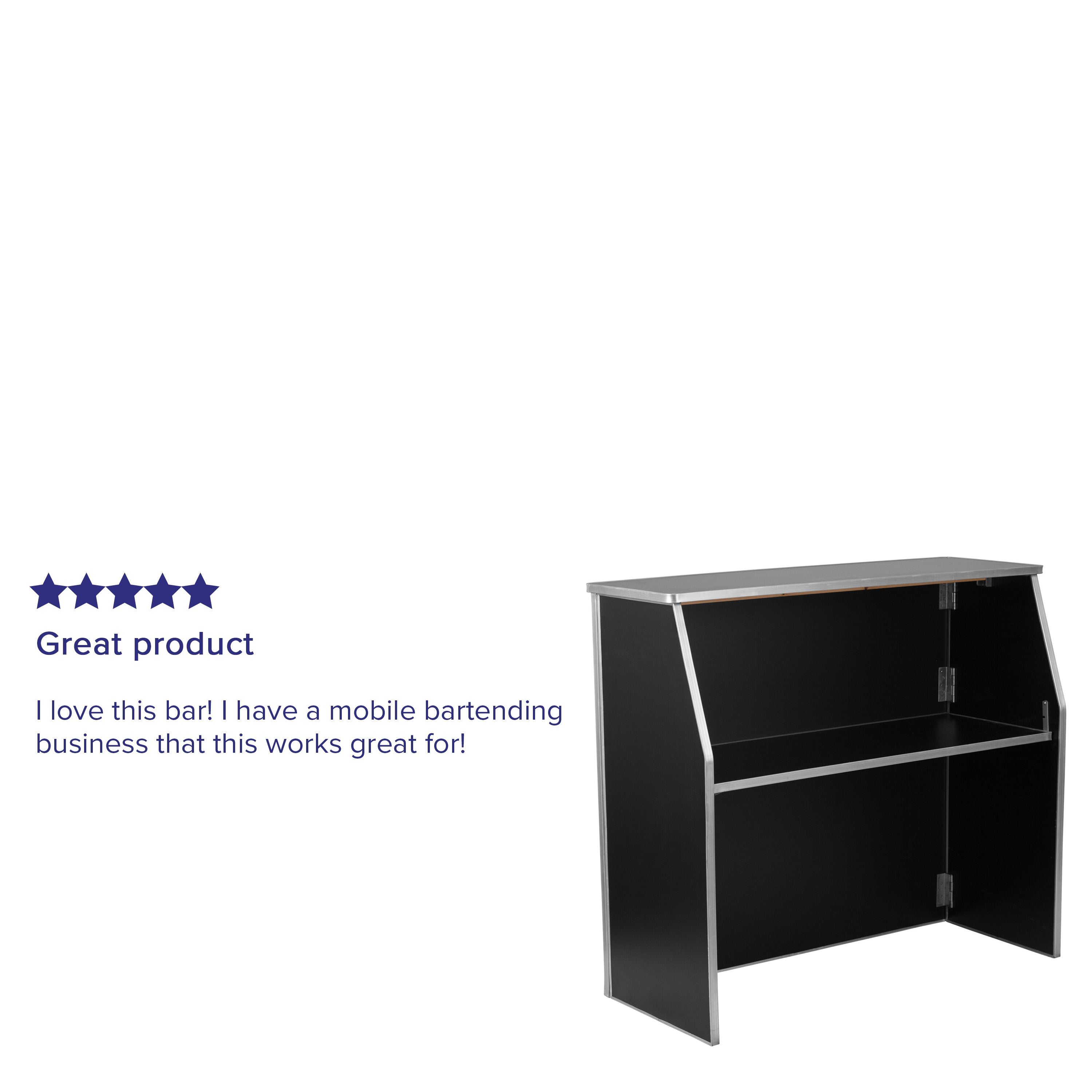 Amara 4' Black Laminate Foldable Bar - Portable Event Bar