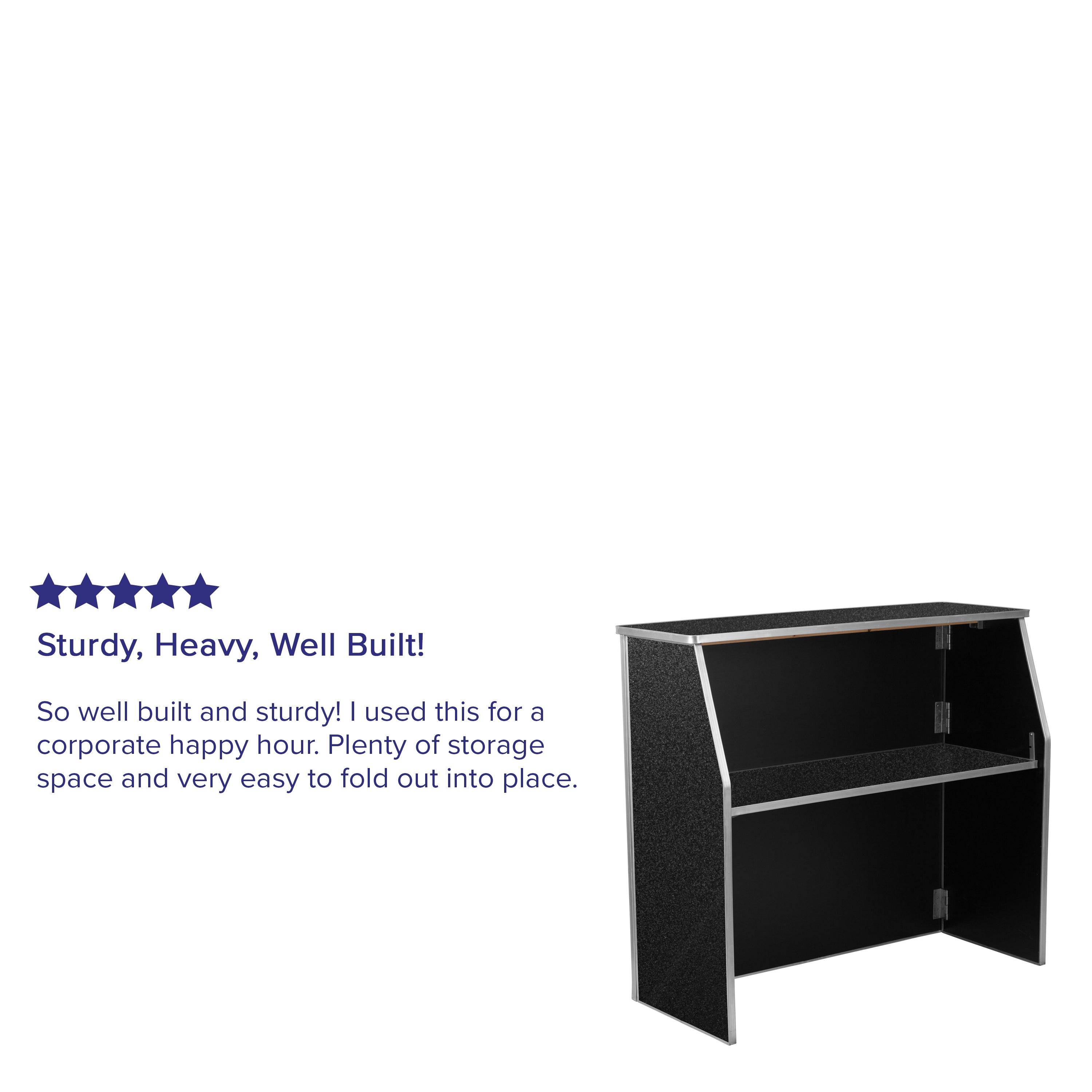 Amara 4' Black Marble Laminate Foldable Bar - Portable Event Bar