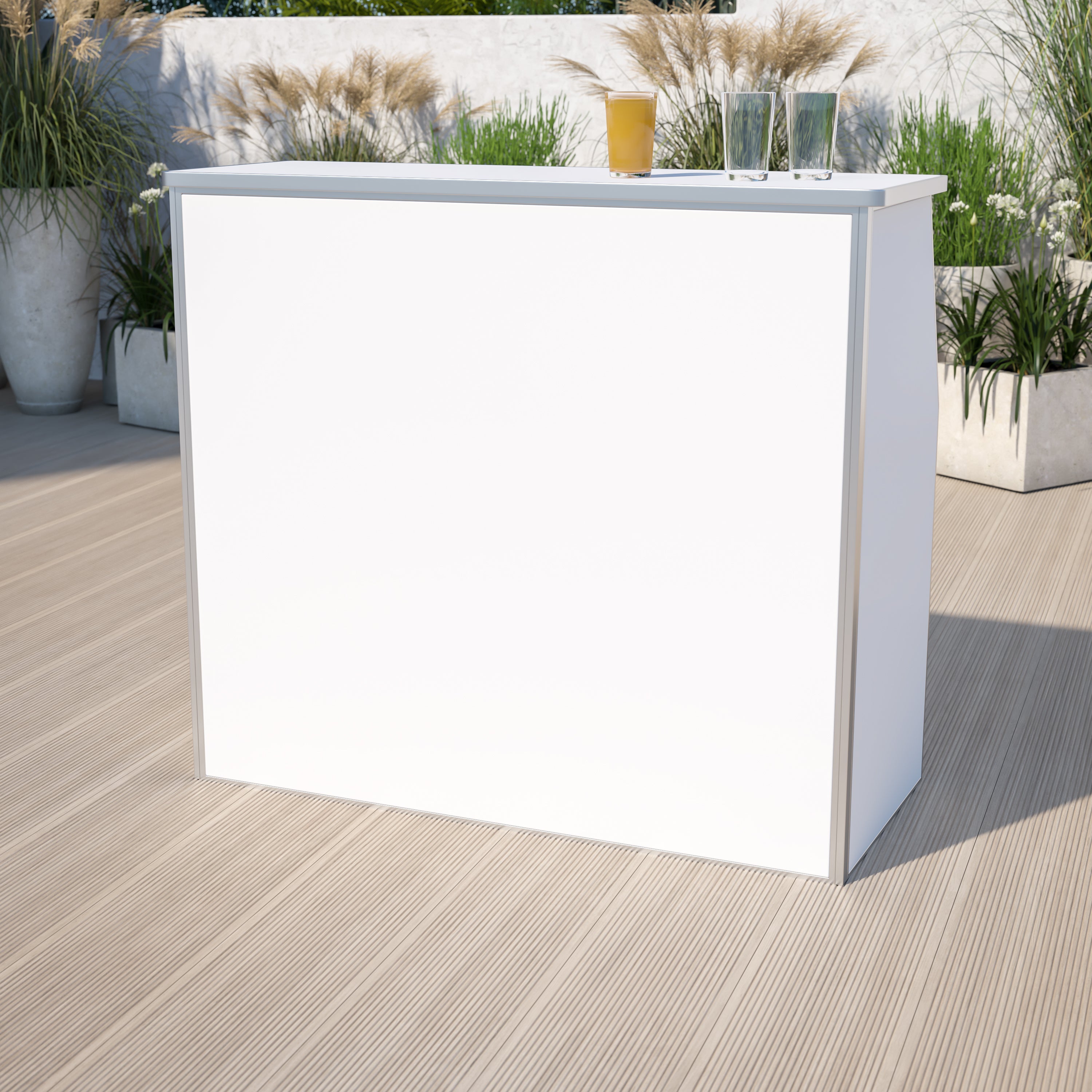 Amara 4' White Laminate Foldable Bar - Portable Event Bar