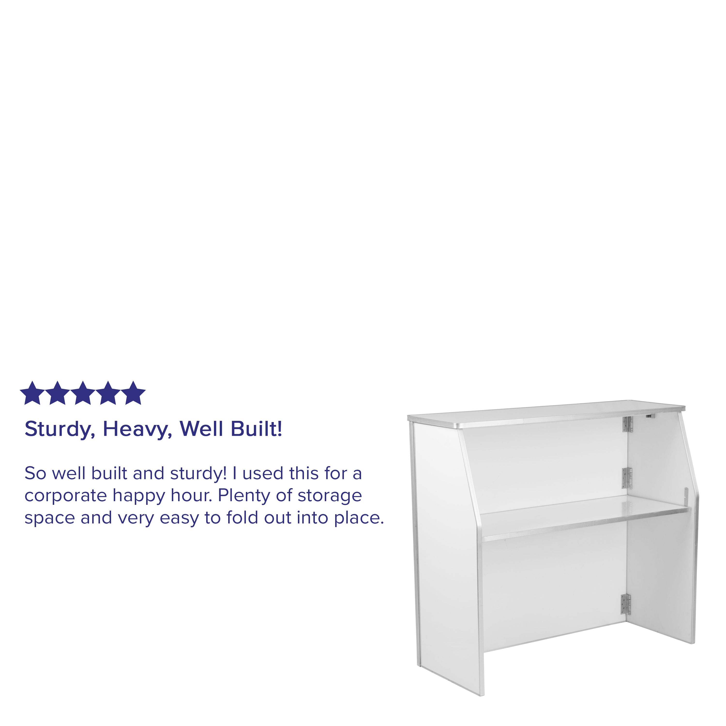 Amara 4' White Laminate Foldable Bar - Portable Event Bar