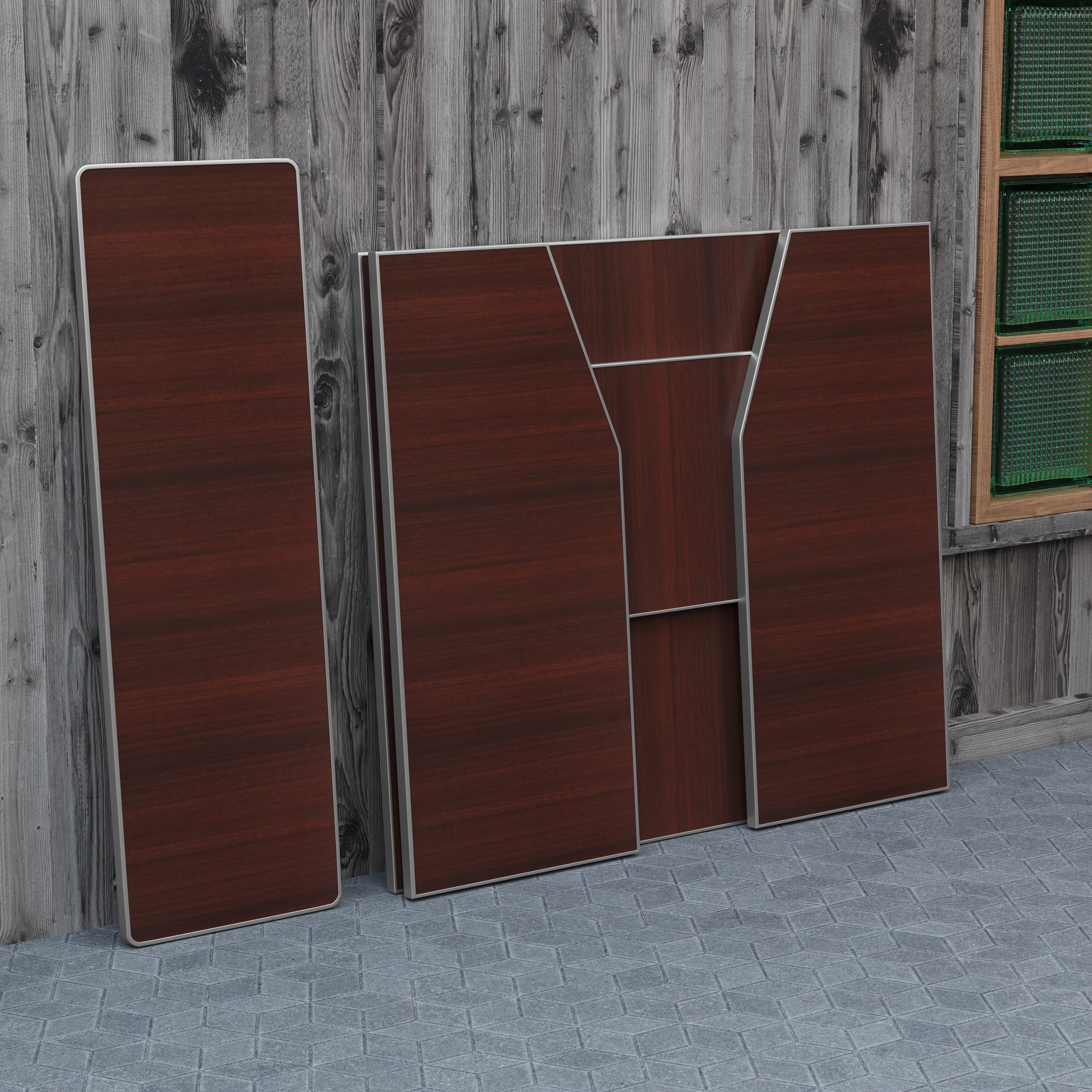 Amara 4' Walnut Woodgrain Laminate Foldable Bar - Portable Event Bar