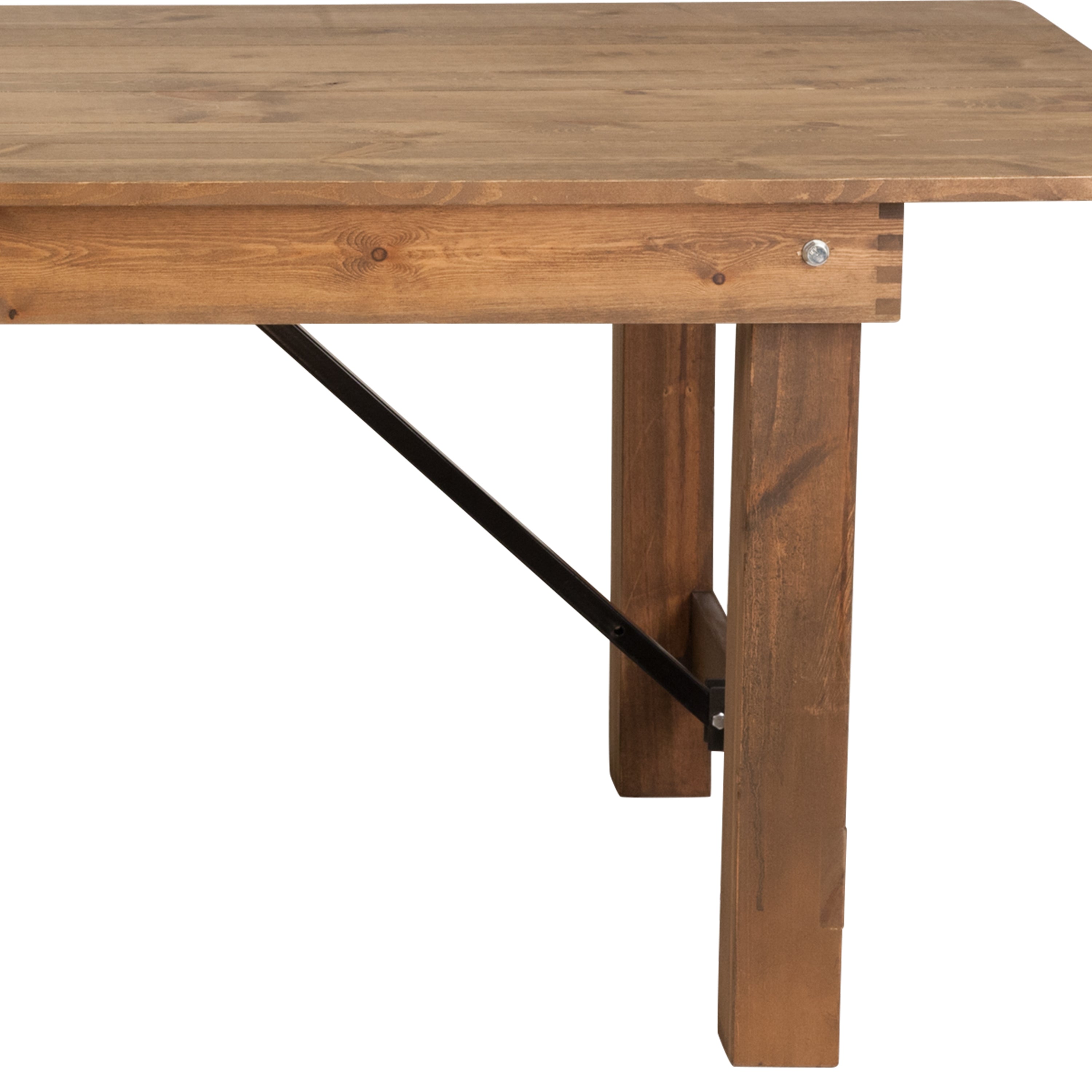 HERCULES Series 9' x 40" Rectangular Antique Rustic Solid Pine Folding Farm Table