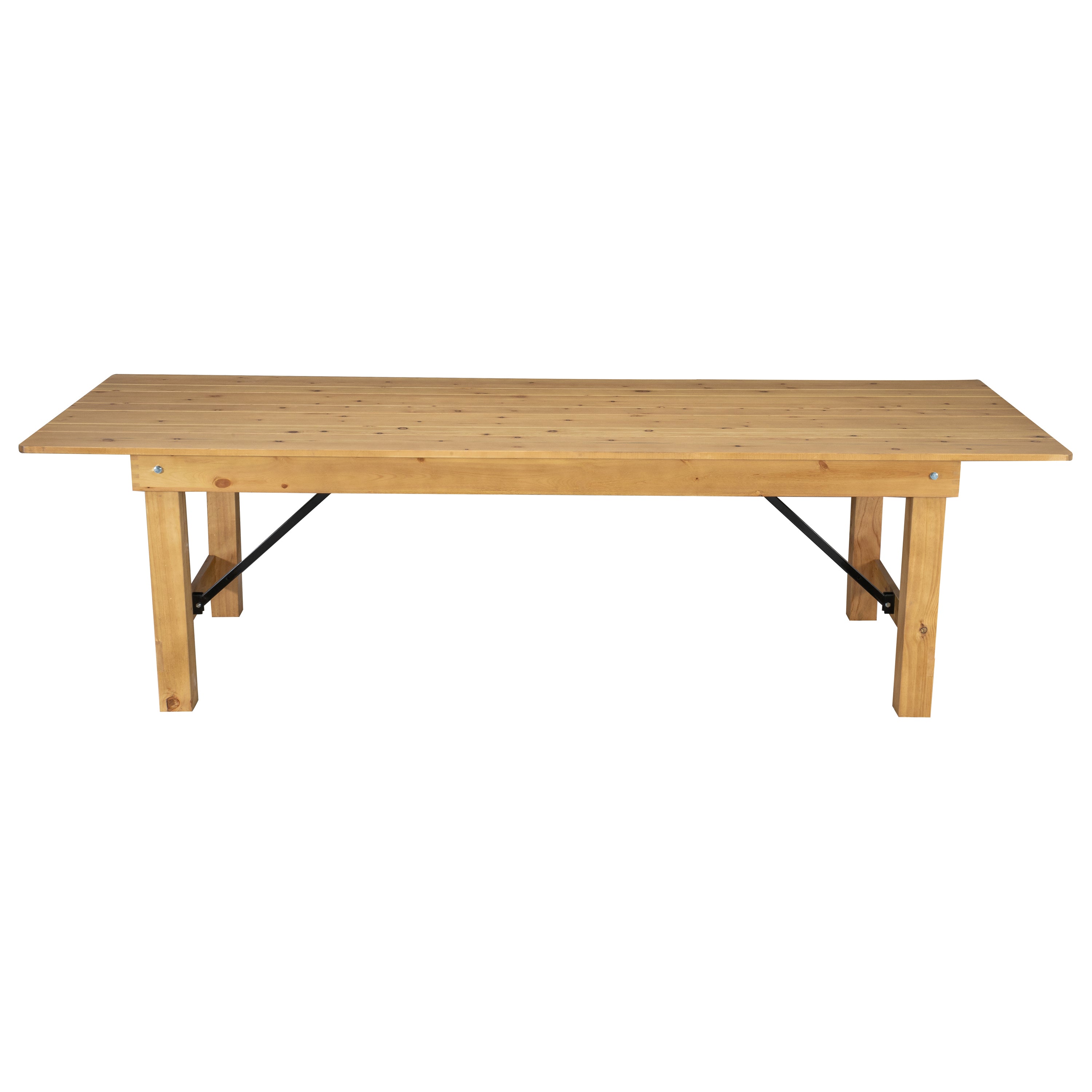 HERCULES 9' x 40" Rectangular Antique Rustic Light Natural Solid Pine Folding Farm Table