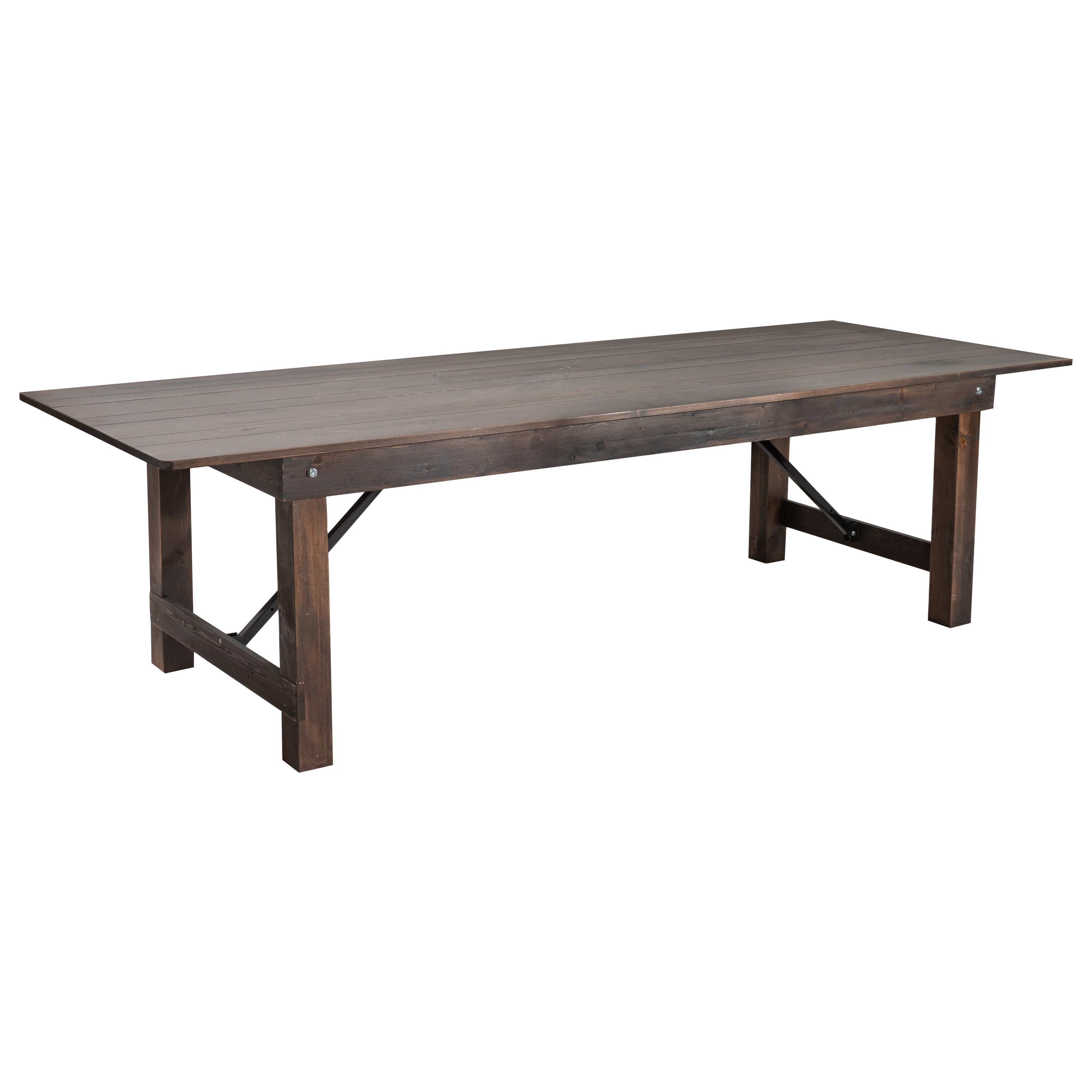 HERCULES 9' x 40" Rectangular Antique Rustic Mahogany Solid Pine Folding Farm Table