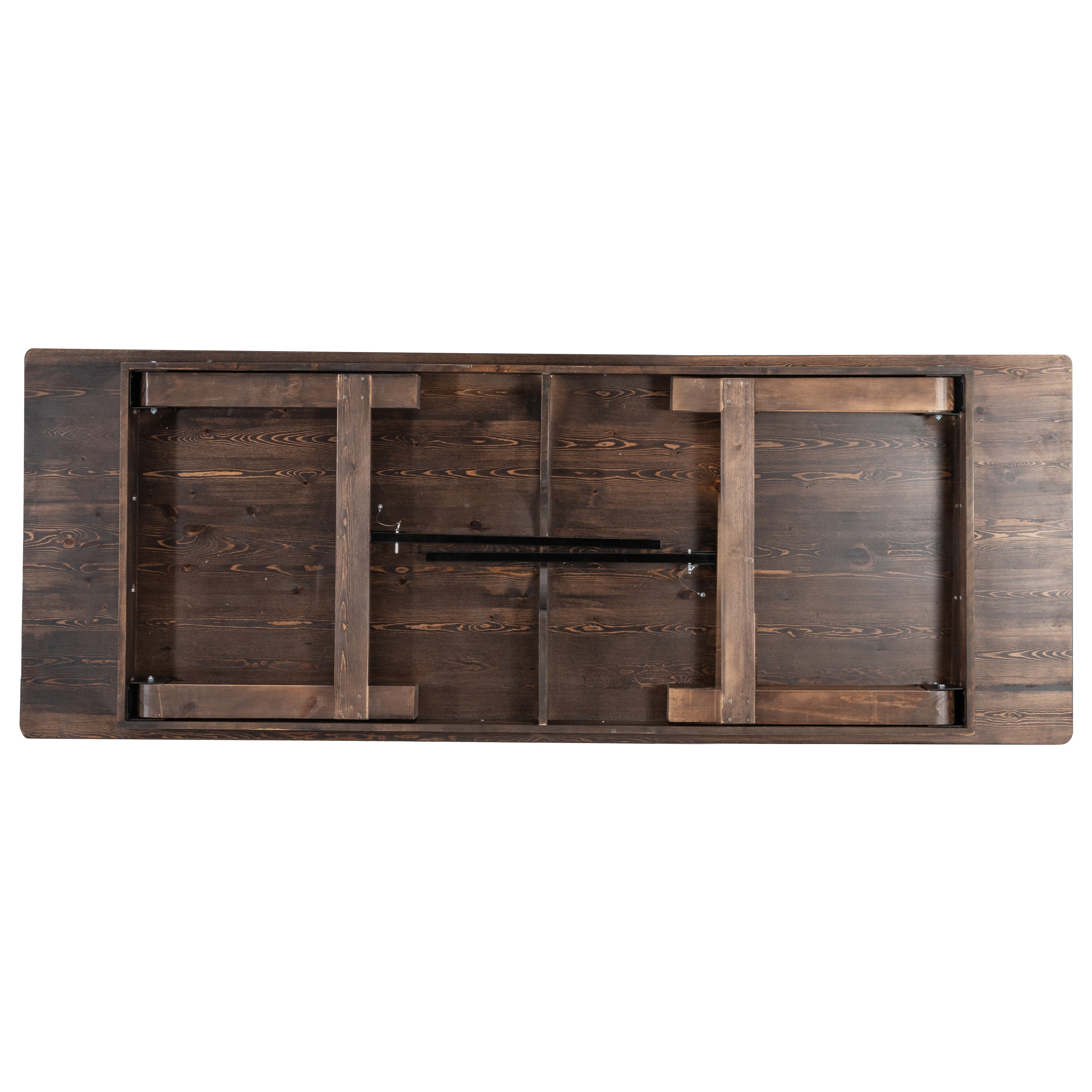HERCULES 9' x 40" Rectangular Antique Rustic Mahogany Solid Pine Folding Farm Table