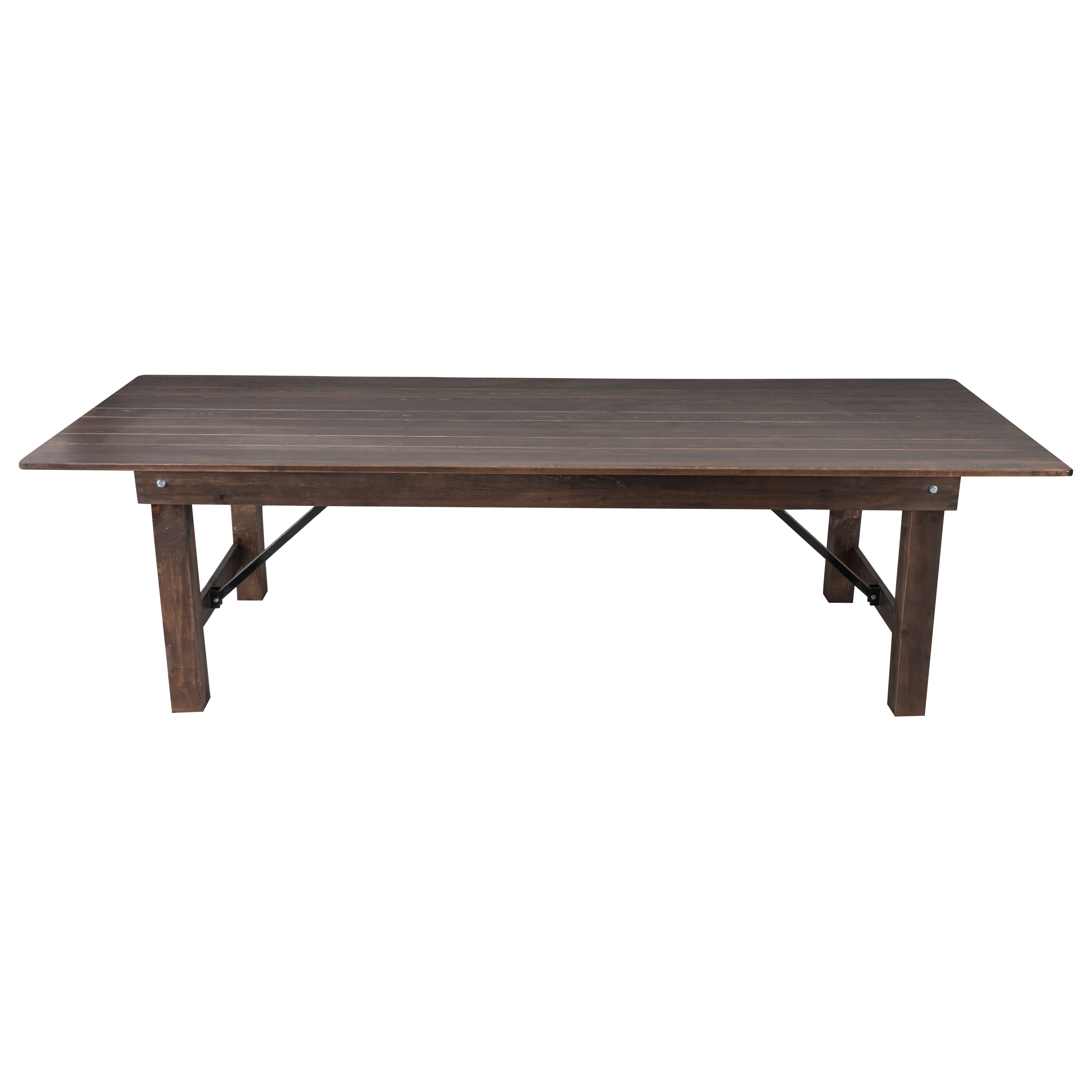 HERCULES 9' x 40" Rectangular Antique Rustic Mahogany Solid Pine Folding Farm Table