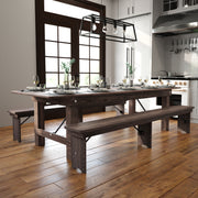 HERCULES 9' x 40" Rectangular Antique Rustic Mahogany Solid Pine Folding Farm Table