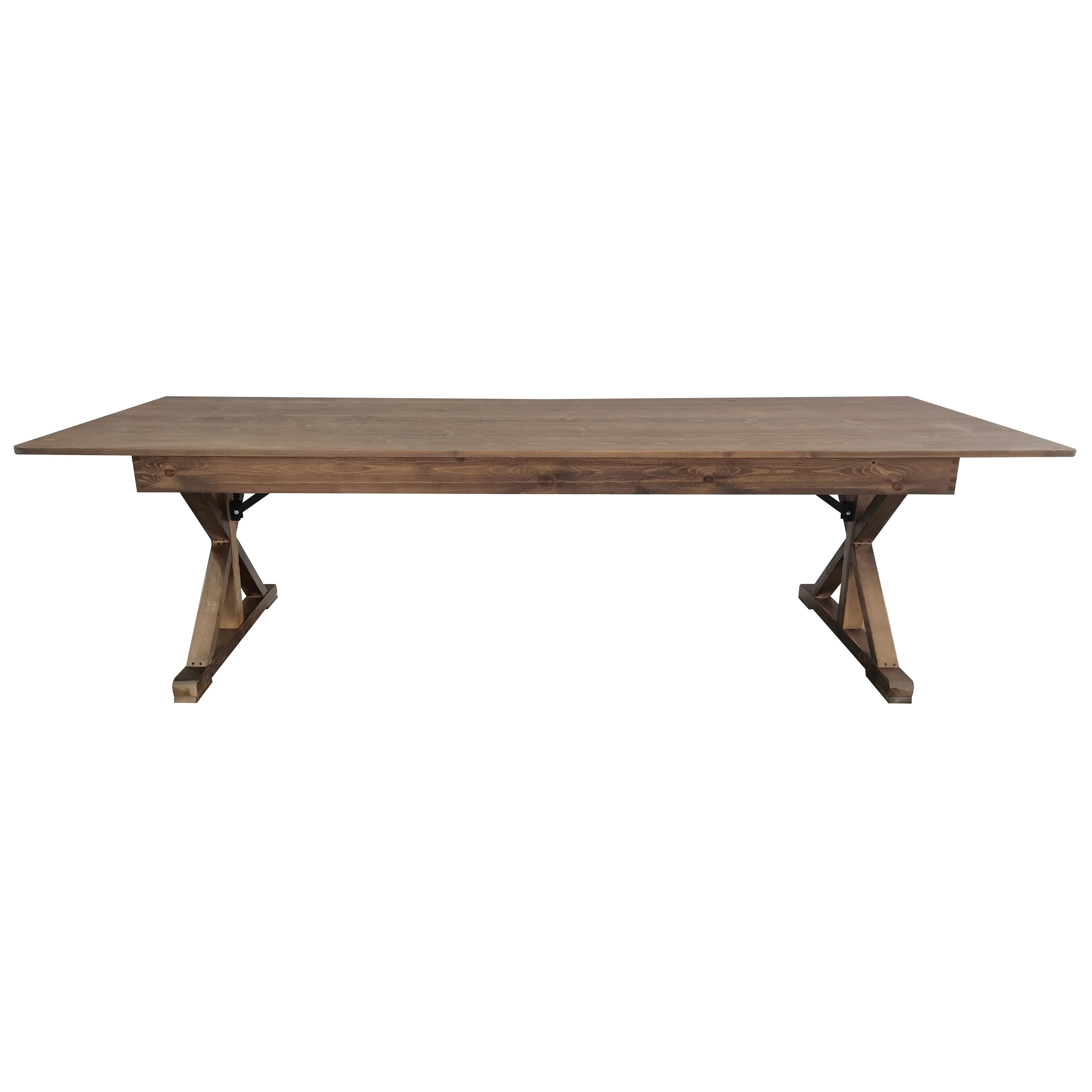 HERCULES 9' x 40" Rectangular Antique Rustic Solid Pine Folding Farm Table with X Legs