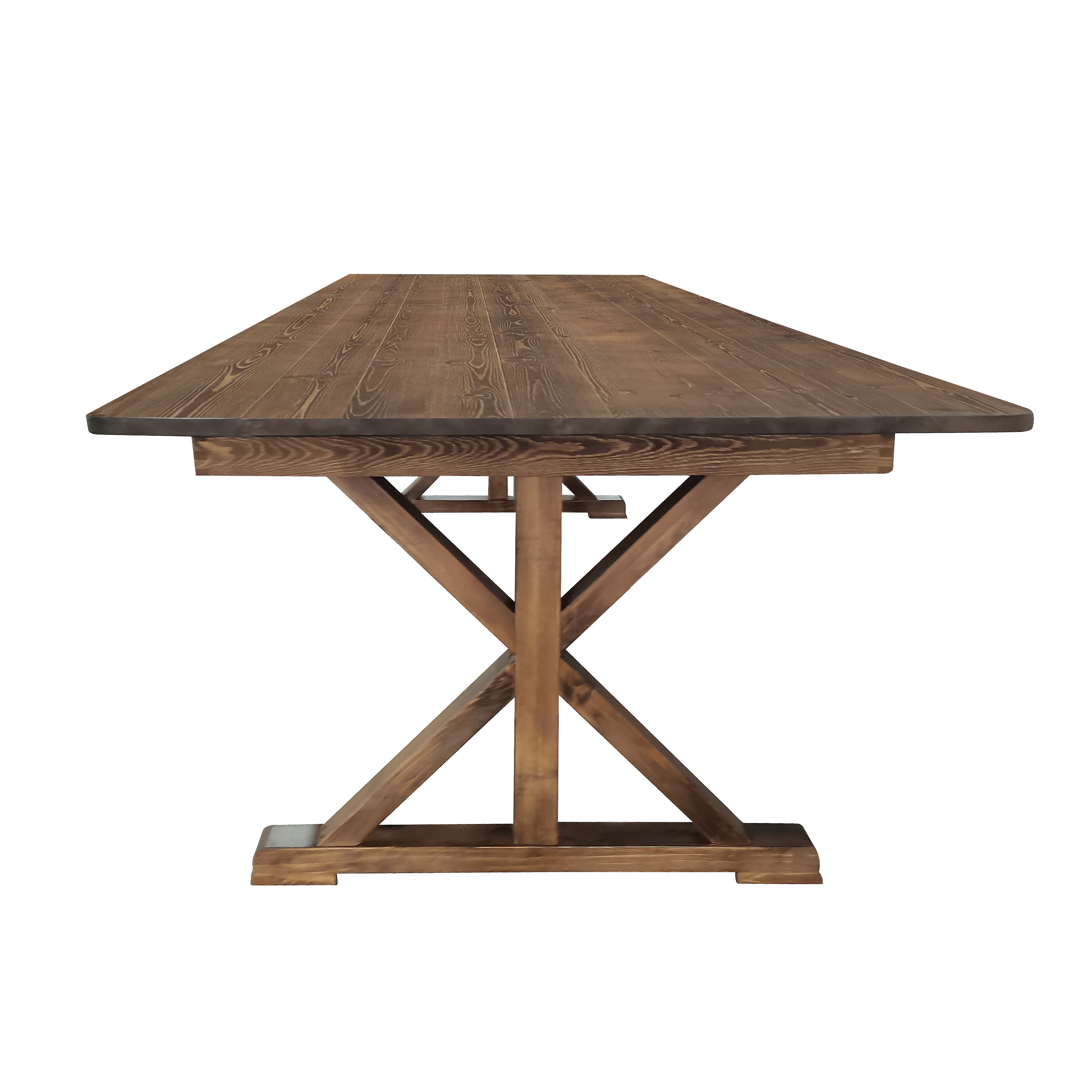 HERCULES 9' x 40" Rectangular Antique Rustic Solid Pine Folding Farm Table with X Legs