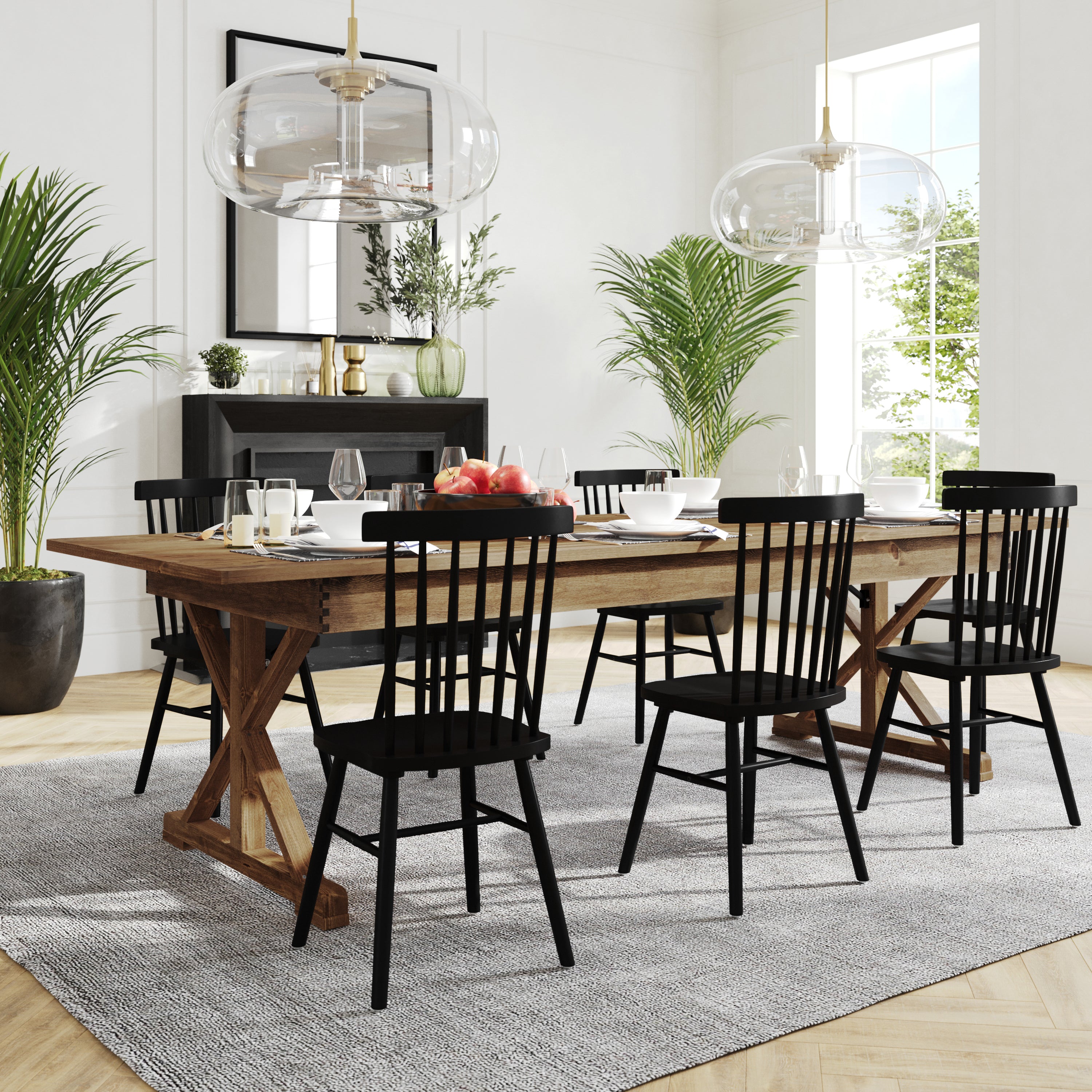 HERCULES 9' x 40" Rectangular Antique Rustic Solid Pine Folding Farm Table with X Legs
