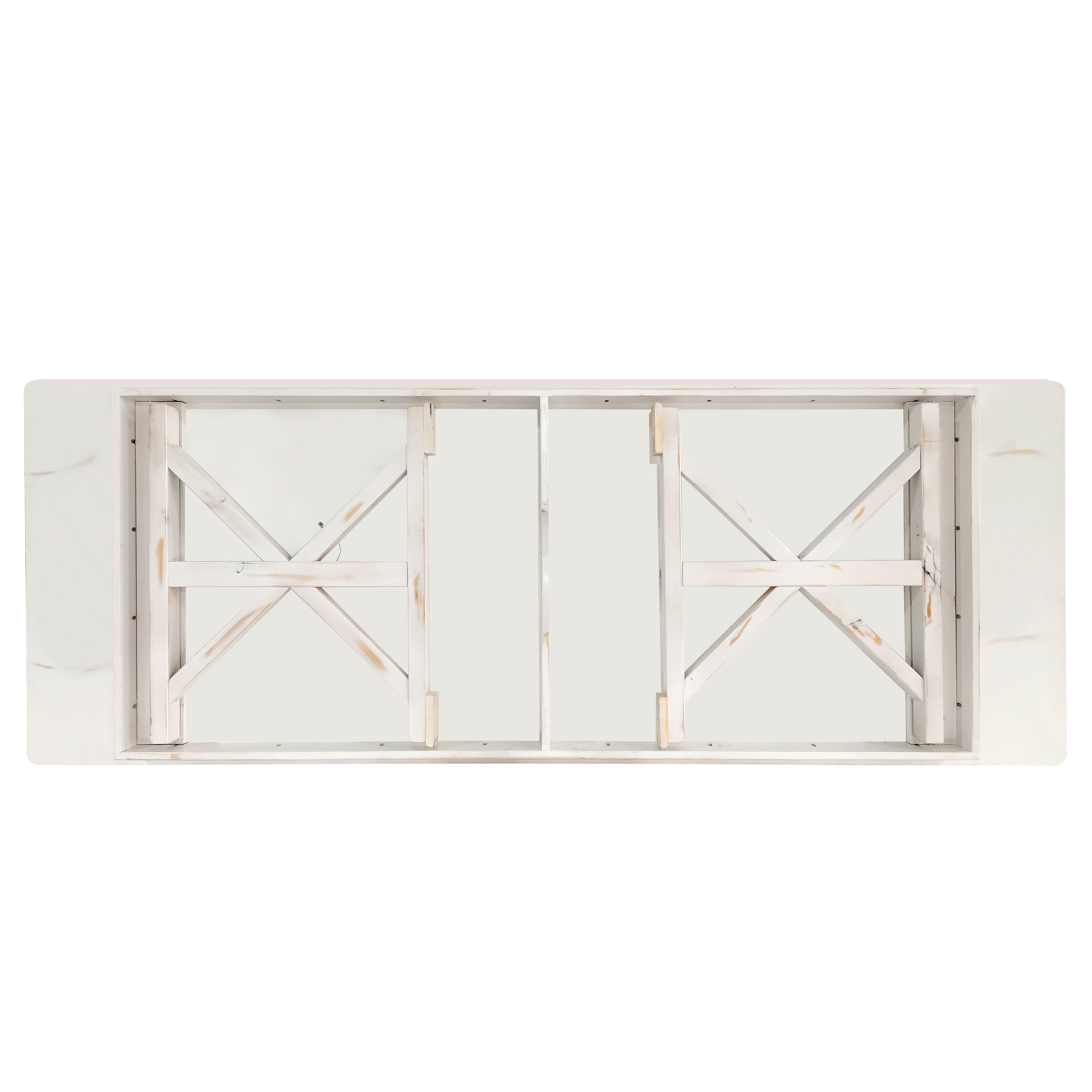 HERCULES 9' x 40" Rectangular Antique Rustic White Solid Pine Folding Farm Table with X Legs