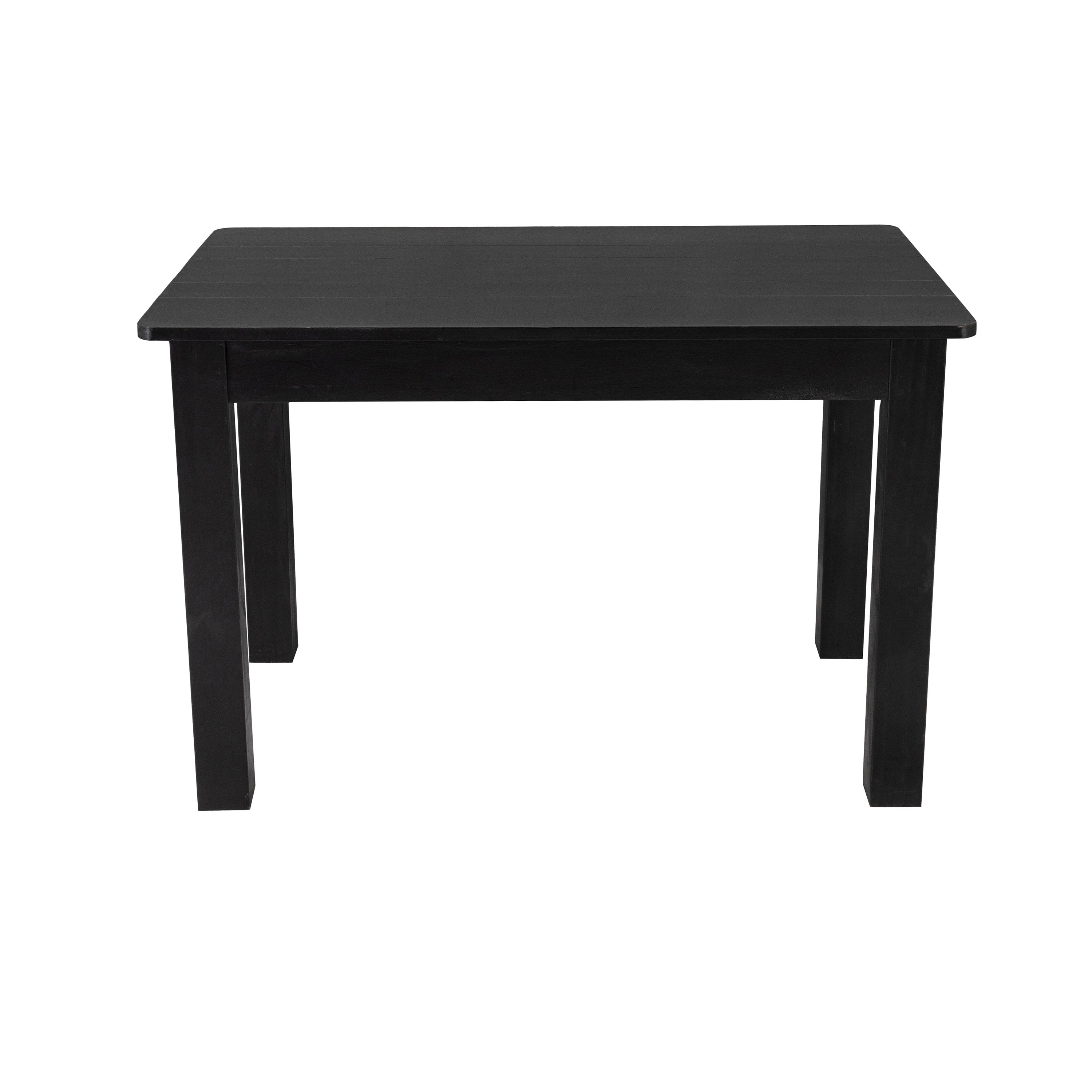 HERCULES 46" x 30" Rectangular Black Wash Solid Pine Farm Dining Table