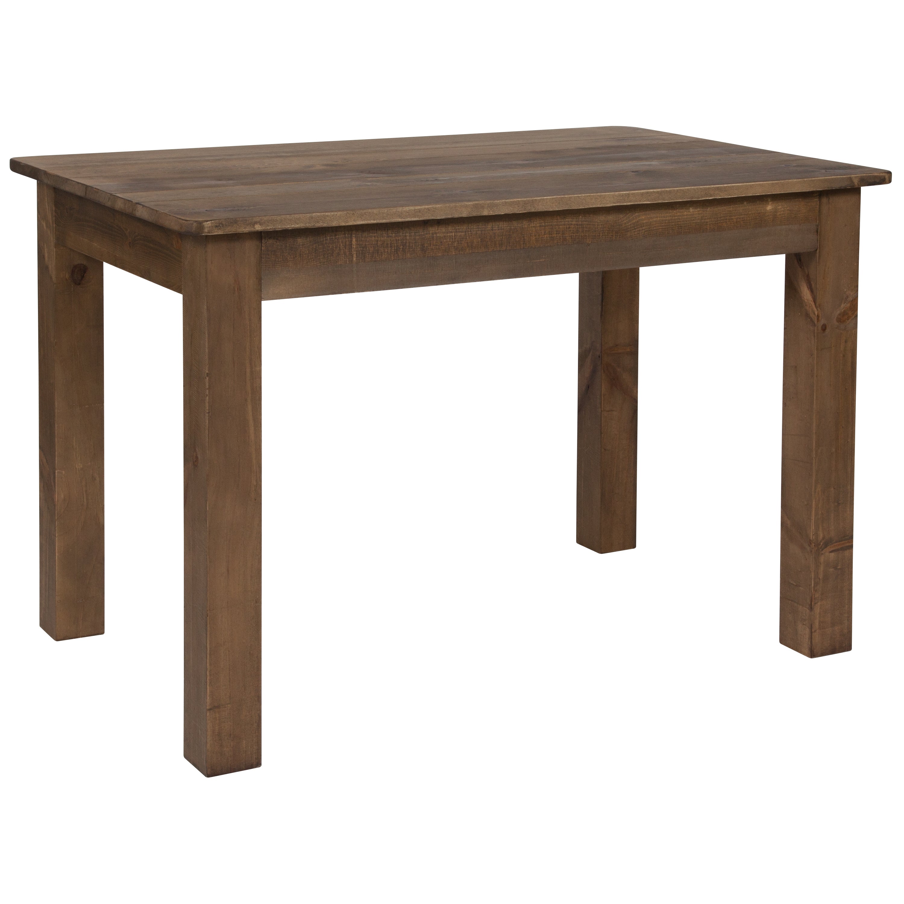 HERCULES 46" x 30" Rectangular Antique Rustic Solid Pine Farm Dining Table