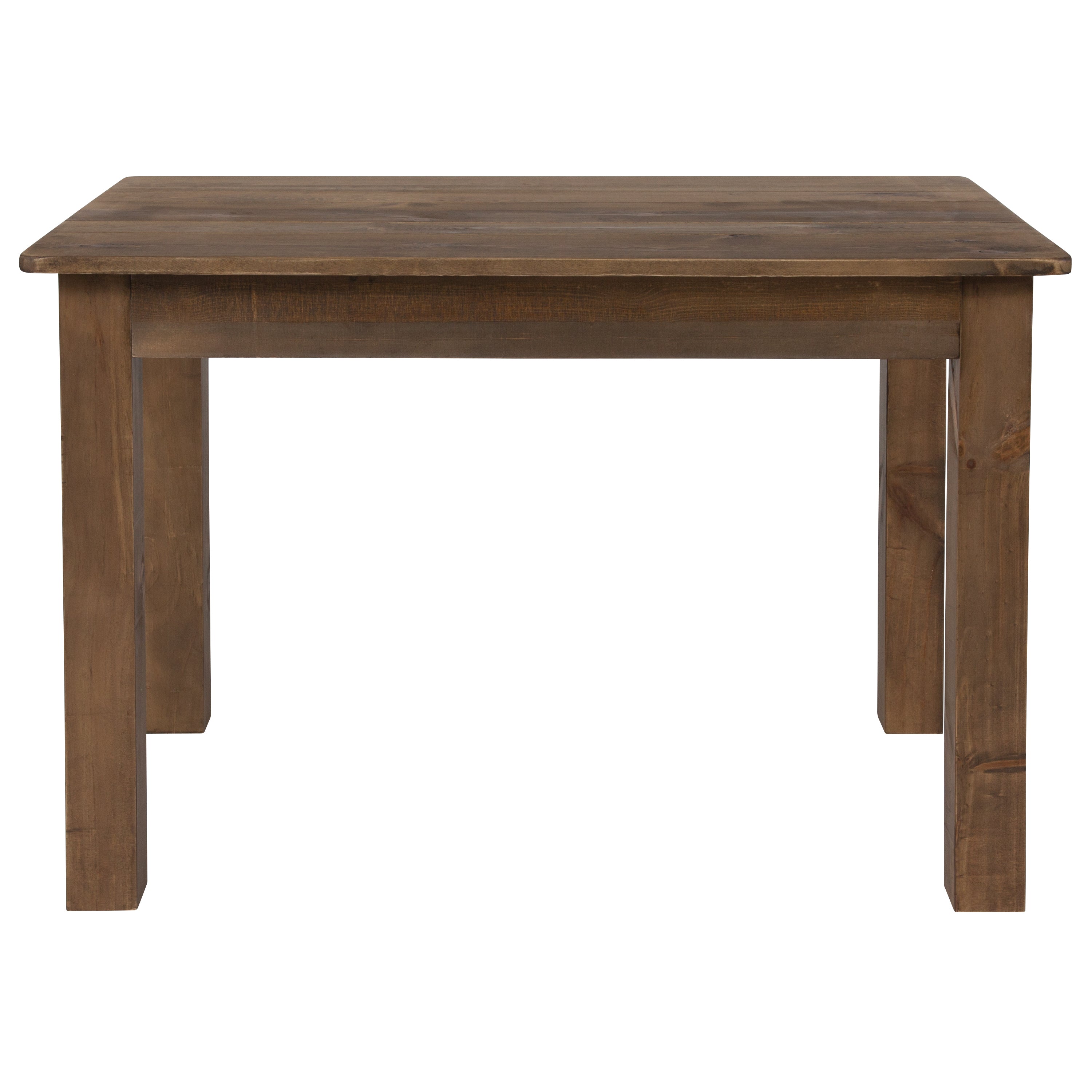 HERCULES 46" x 30" Rectangular Antique Rustic Solid Pine Farm Dining Table