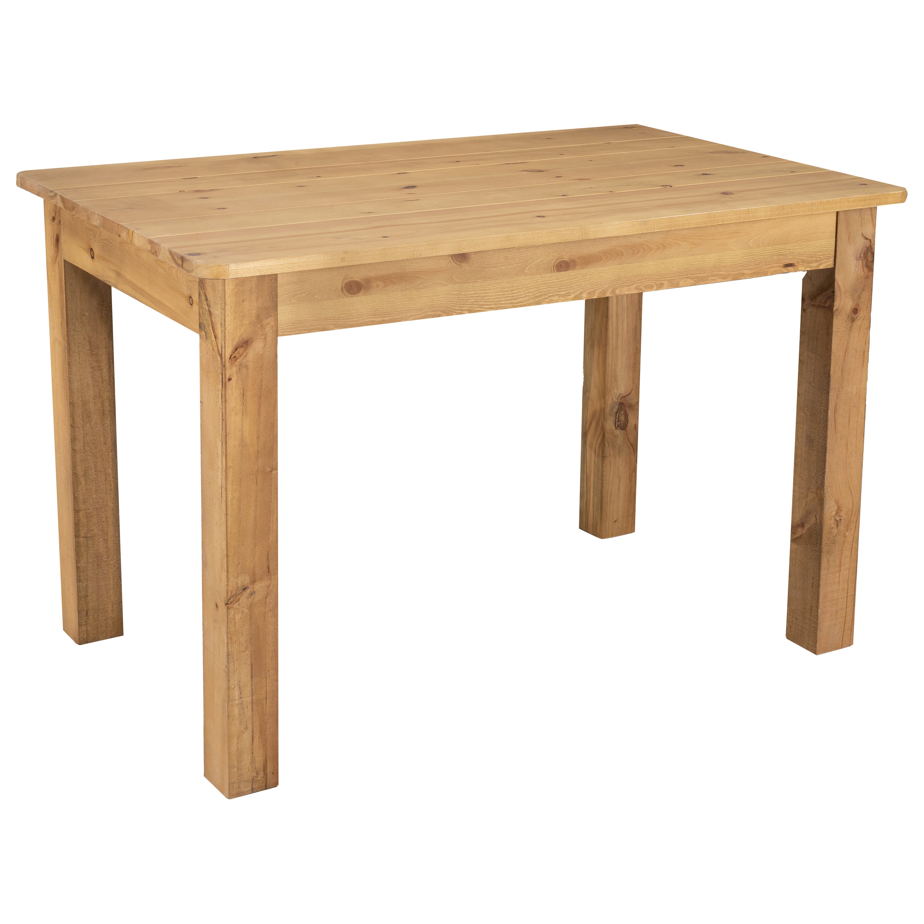 HERCULES 46" x 30" Rectangular Antique Rustic Light Natural Solid Pine Farm Dining Table