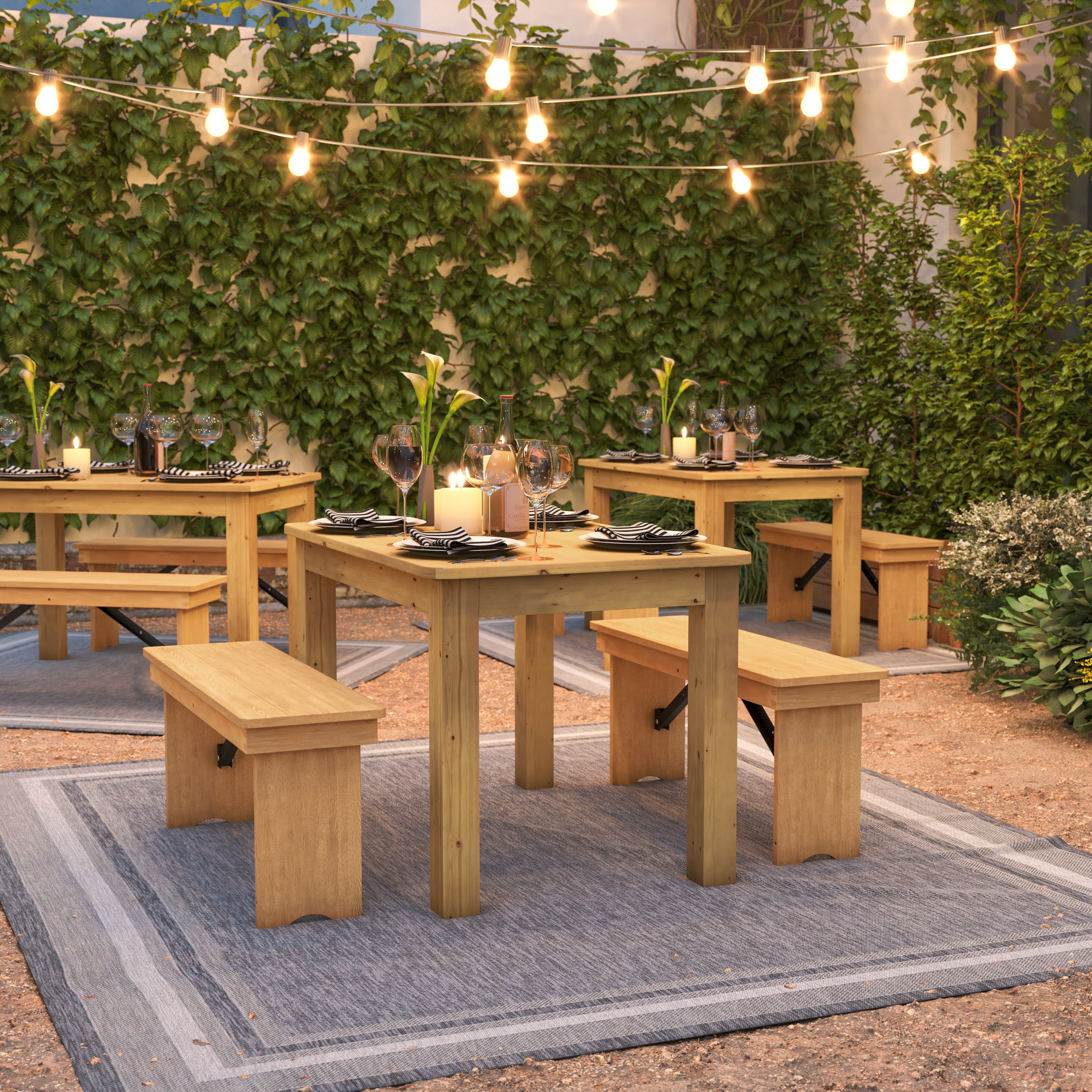 HERCULES 46" x 30" Rectangular Antique Rustic Light Natural Solid Pine Farm Dining Table