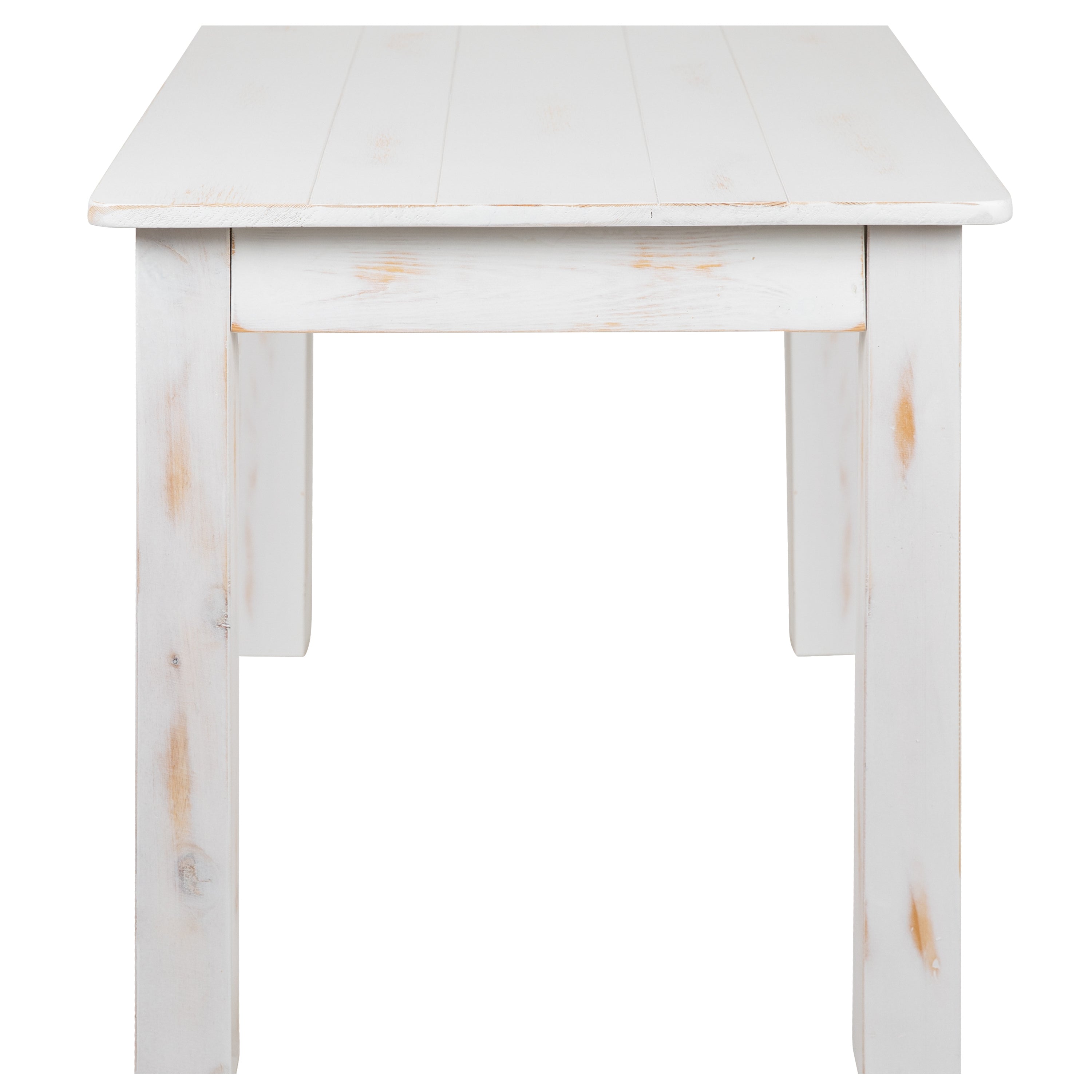 HERCULES Series 46" x 30" Rectangular Antique Rustic White Solid Pine Farm Dining Table