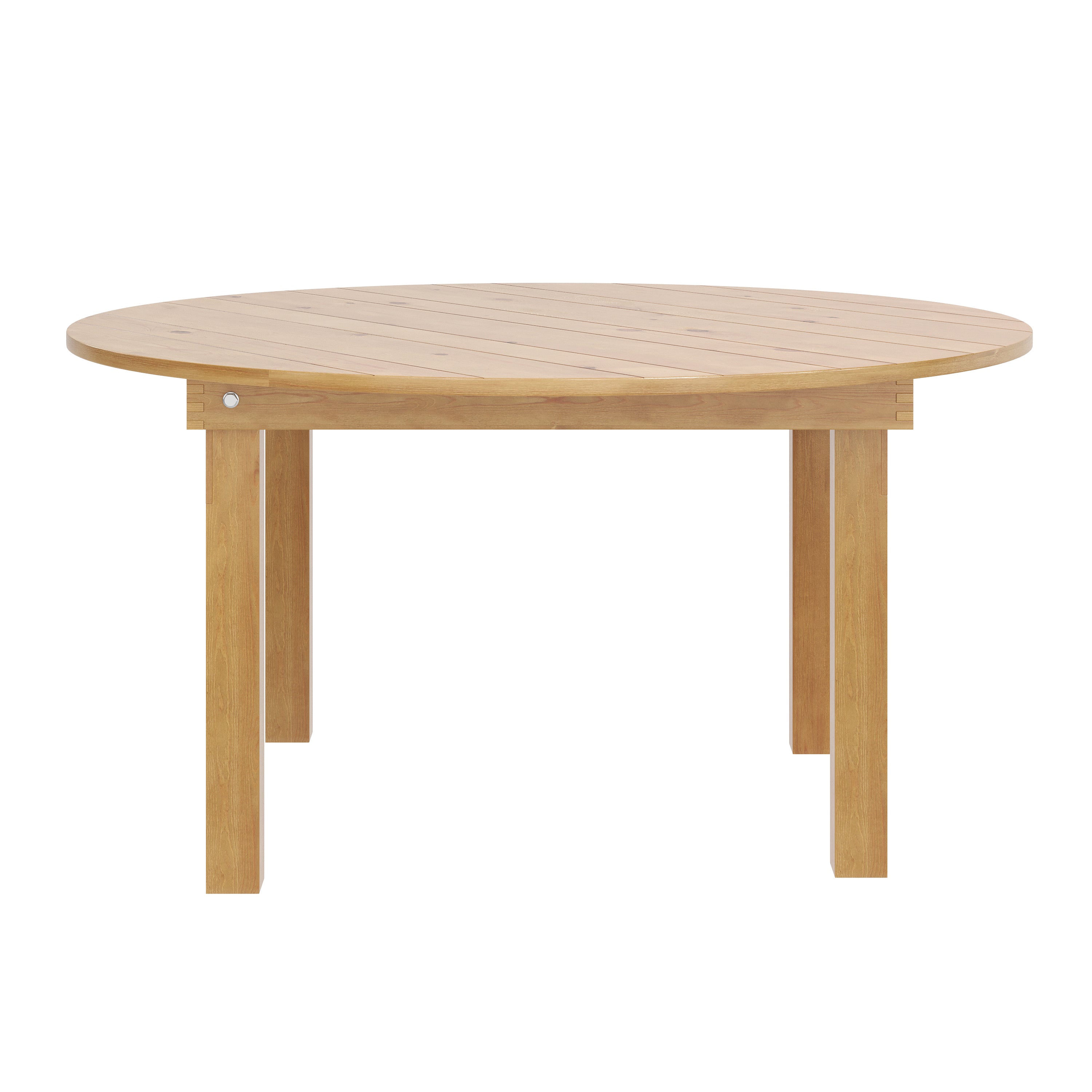 HERCULES 60" Round Light Natural Commercial Farmhouse Folding Table, Antique Rustic Solid Pine Dining Room Table with Foldable Locking Legs