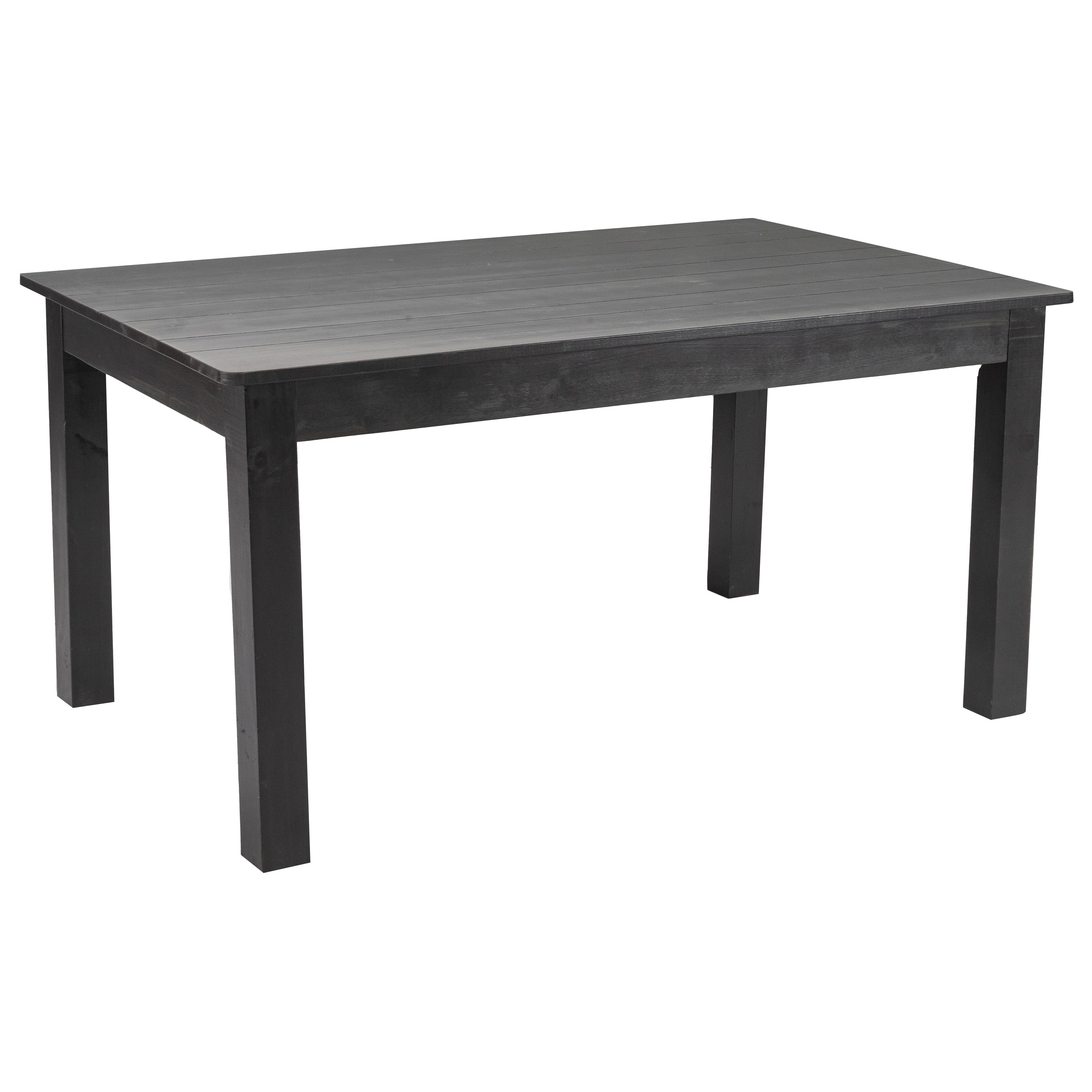 HERCULES 60" x 38" Rectangular Black Wash Solid Pine Farm Dining Table