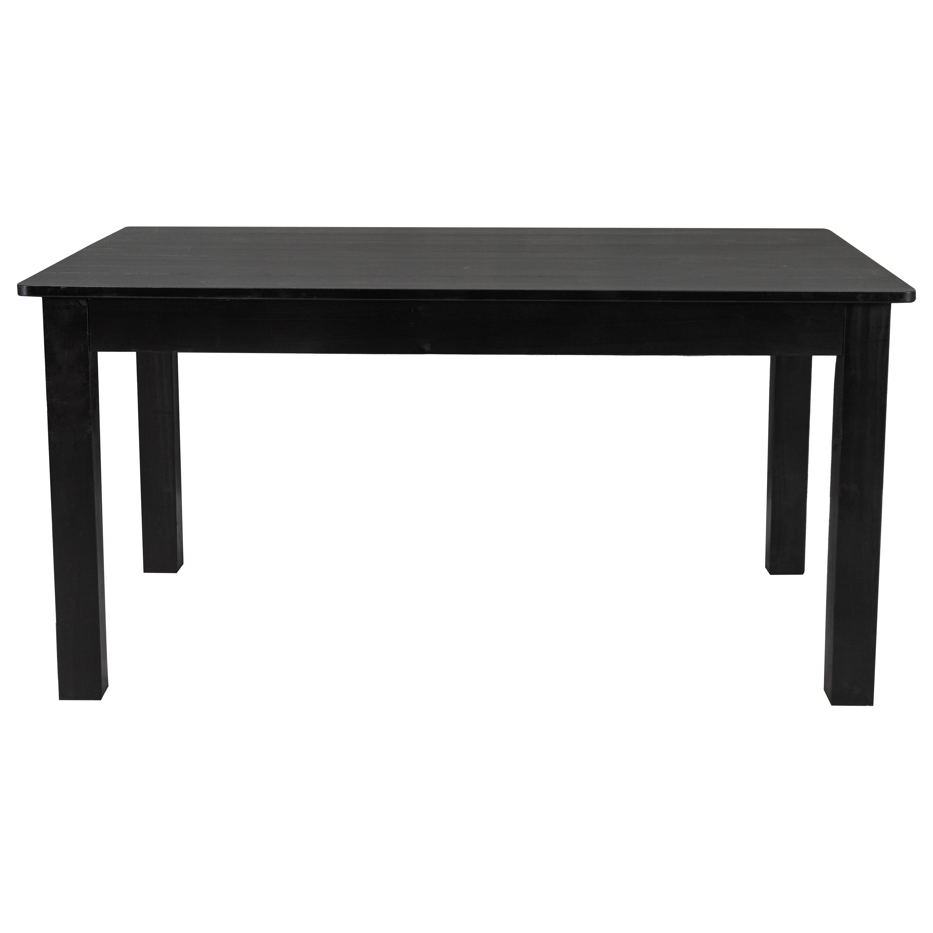 HERCULES 60" x 38" Rectangular Black Wash Solid Pine Farm Dining Table