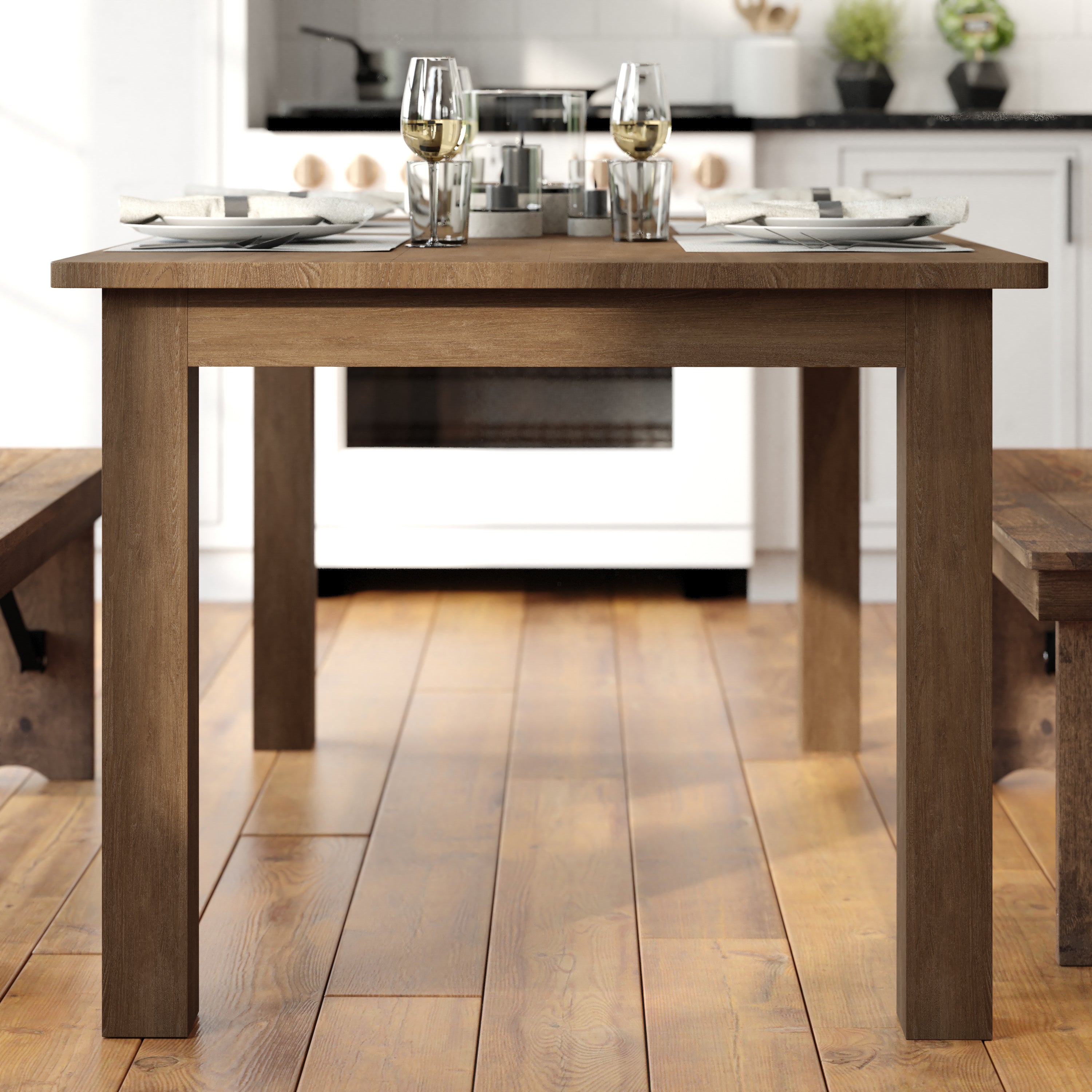 HERCULES 60" x 38" Rectangular Antique Rustic Solid Pine Farm Dining Table