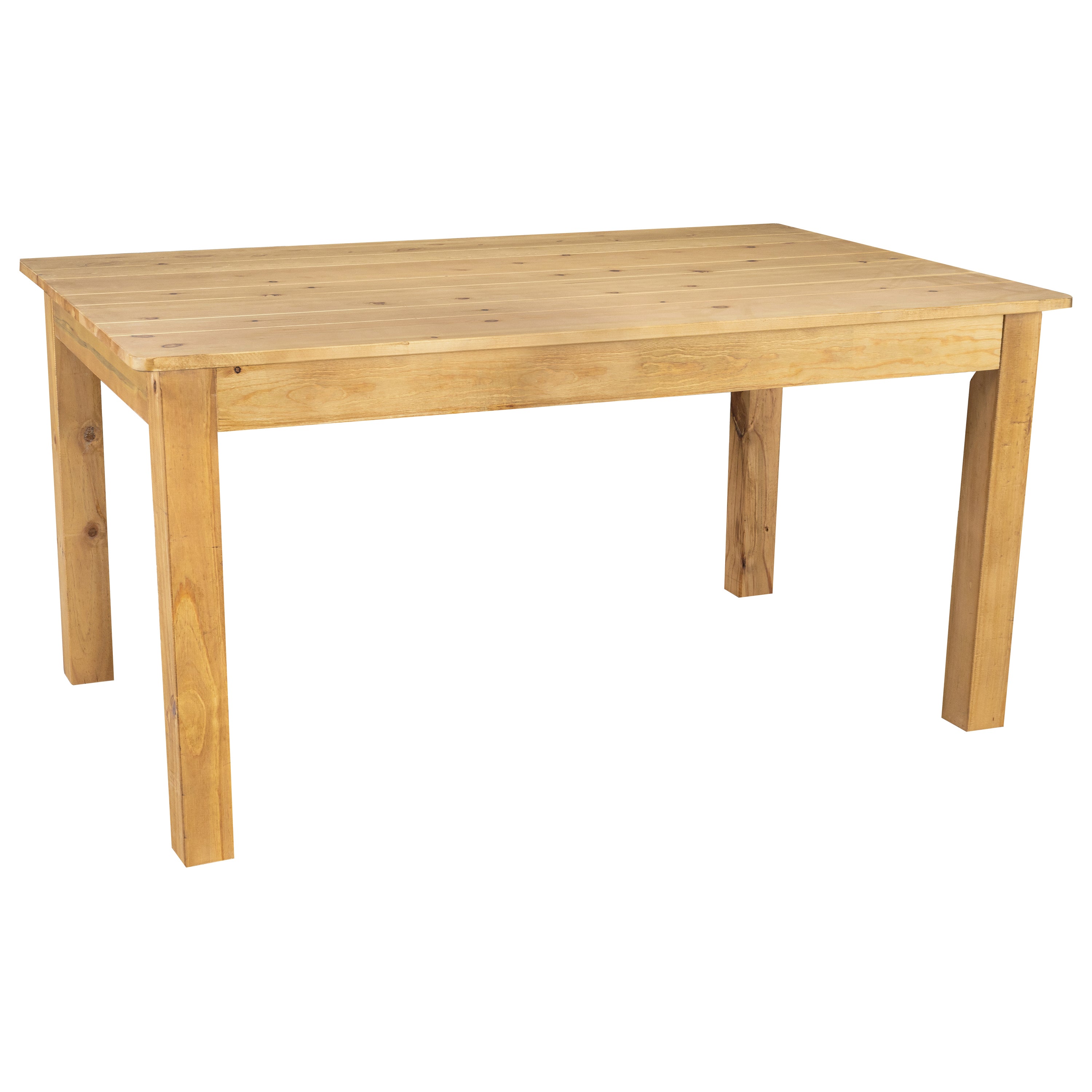 HERCULES 60" x 38" Rectangular Light Natural Solid Pine Farm Dining Table