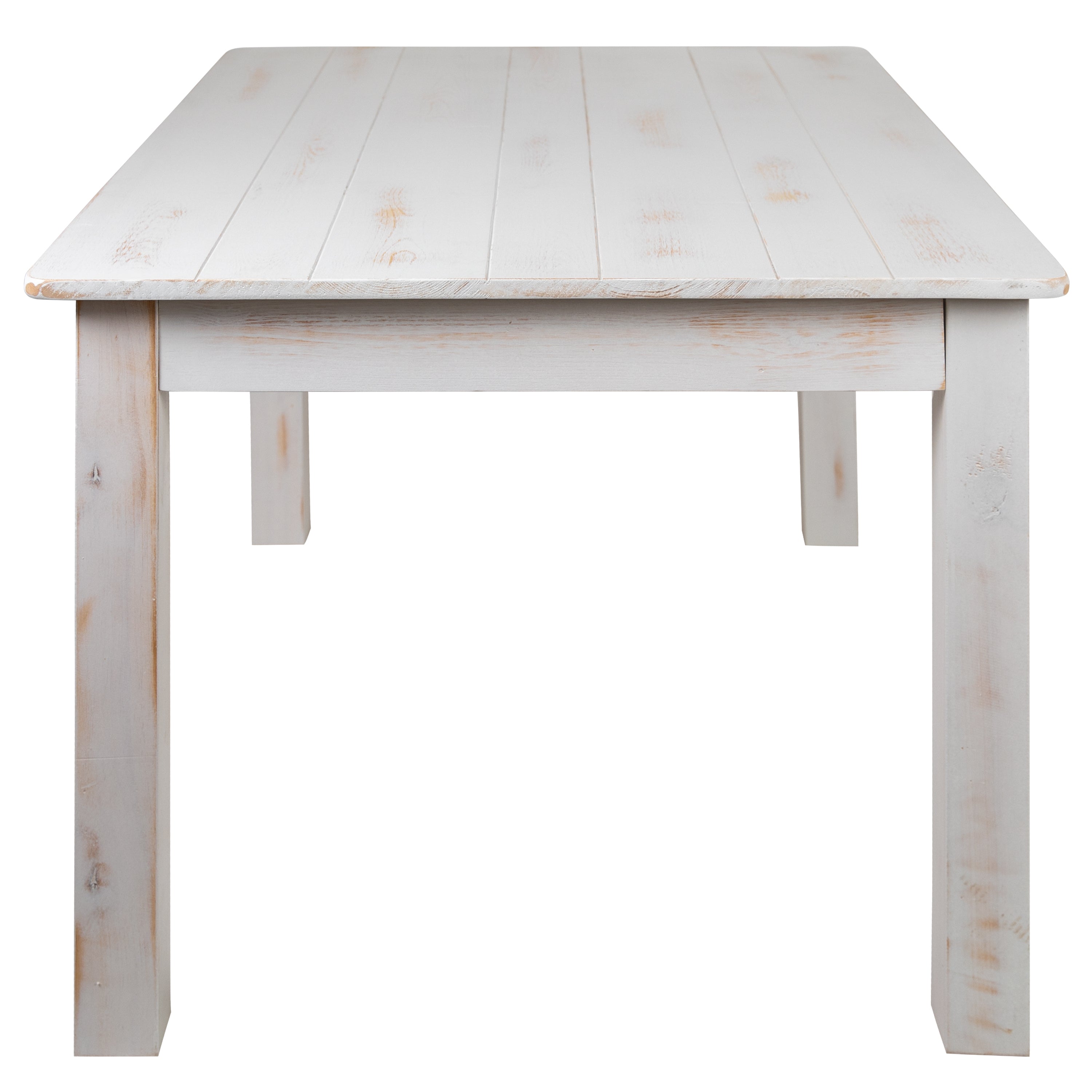HERCULES Series 60" x 38" Rectangular Antique Rustic White Solid Pine Farm Dining Table