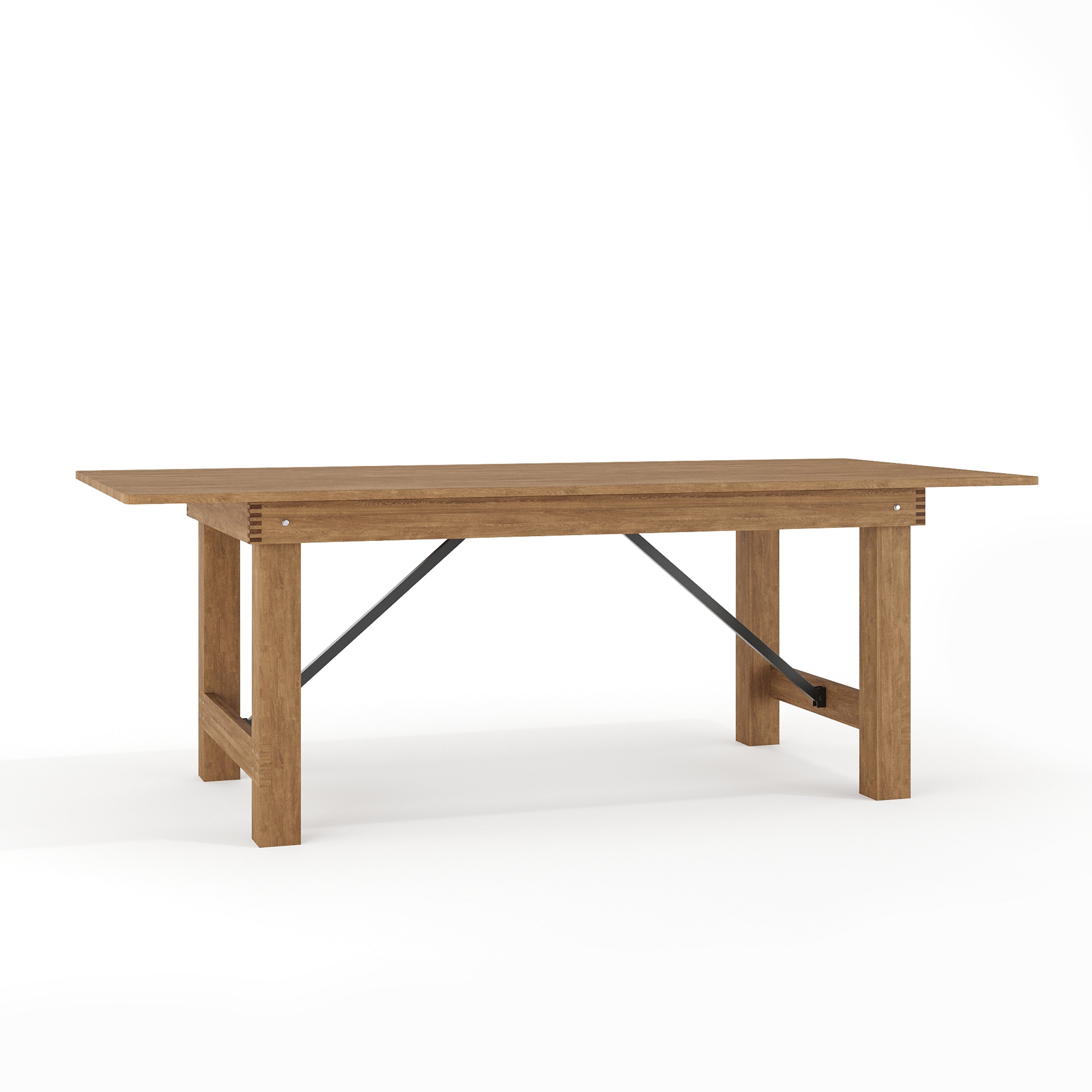 HERCULES Series 7' x 40" Rectangular Antique Rustic Solid Pine Folding Farm Table