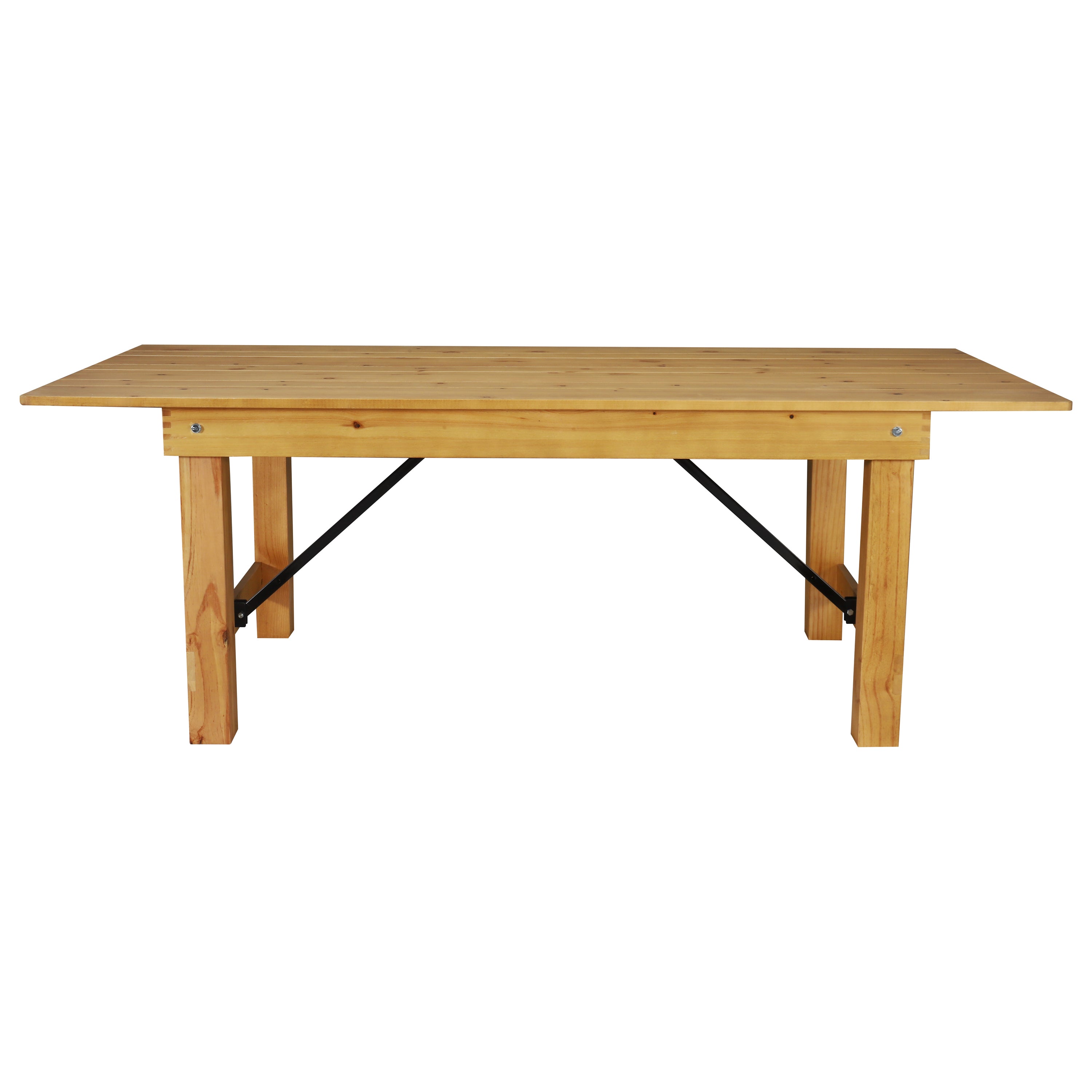 HERCULES 7' x 40" Rectangular Antique Rustic Light Natural Solid Pine Folding Farm Table