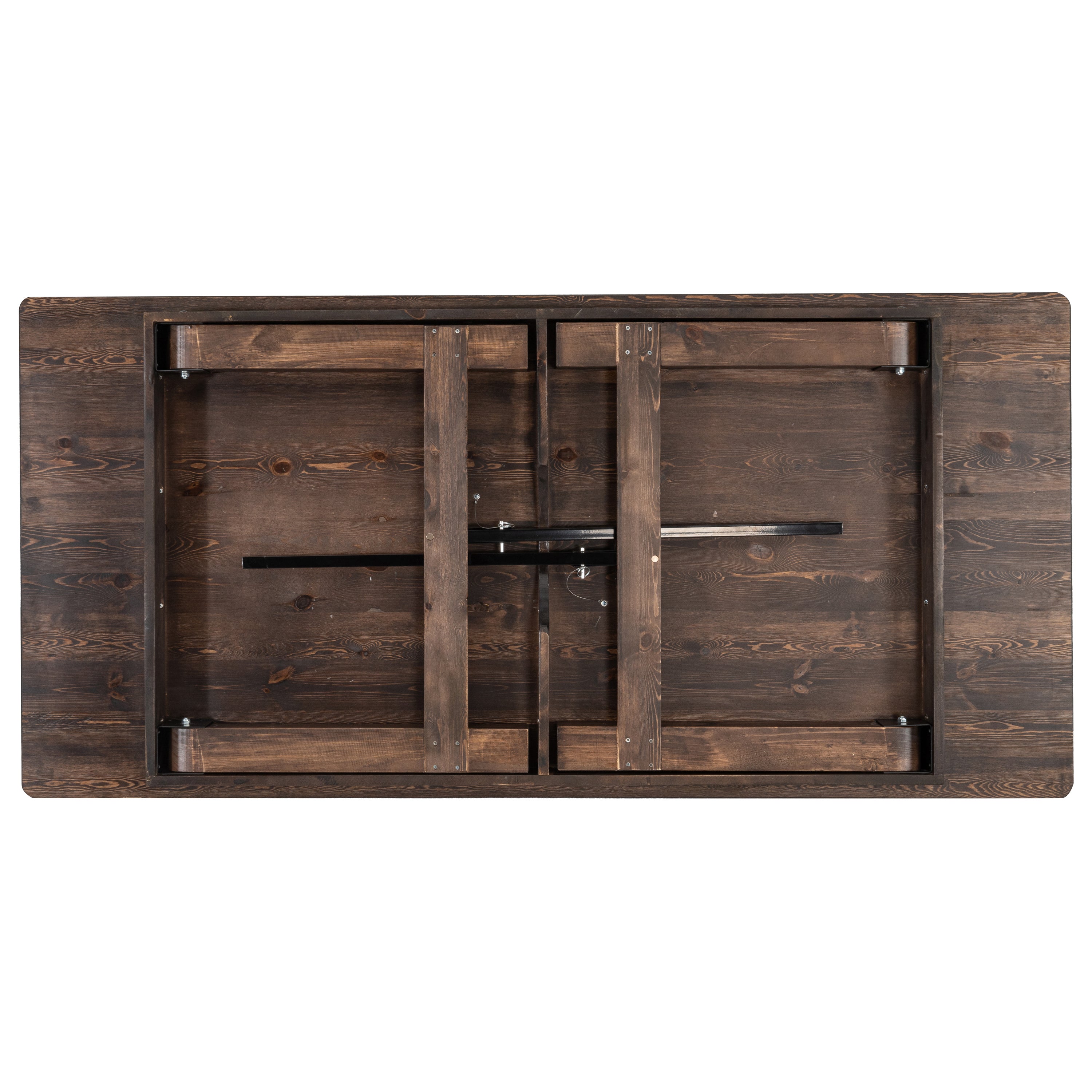 HERCULES 7' x 40" Rectangular Antique Rustic Mahogany Solid Pine Folding Farm Table