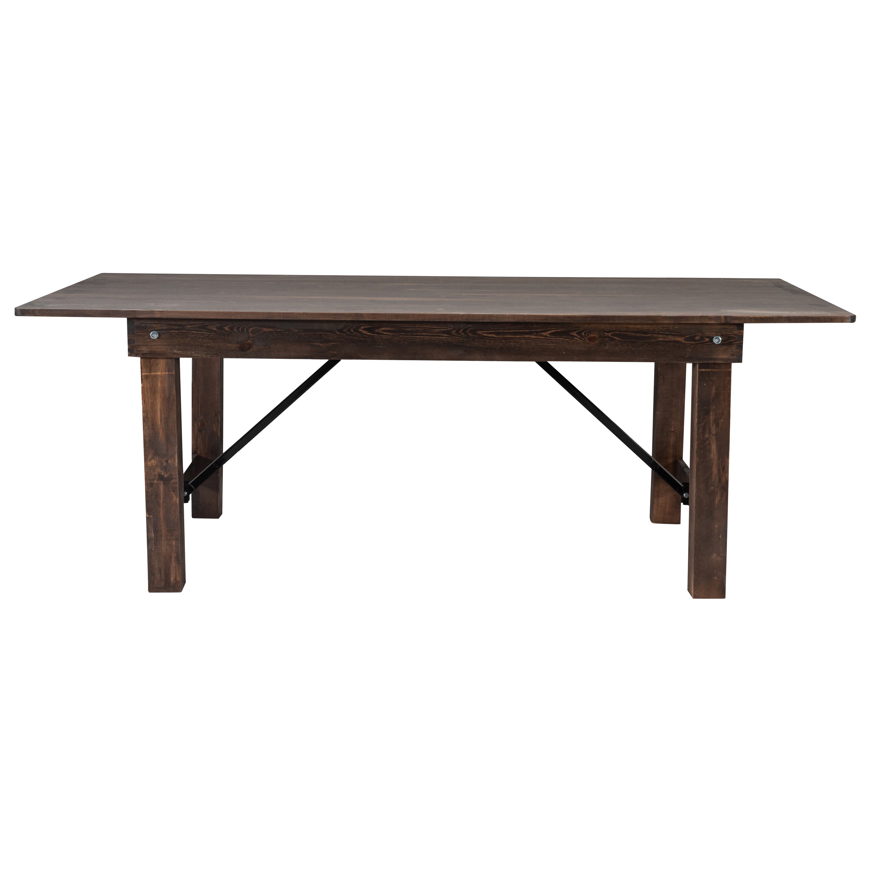 HERCULES 7' x 40" Rectangular Antique Rustic Mahogany Solid Pine Folding Farm Table