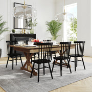 HERCULES 7' x 40" Rectangular Antique Rustic Solid Pine Folding Farm Table with X Legs