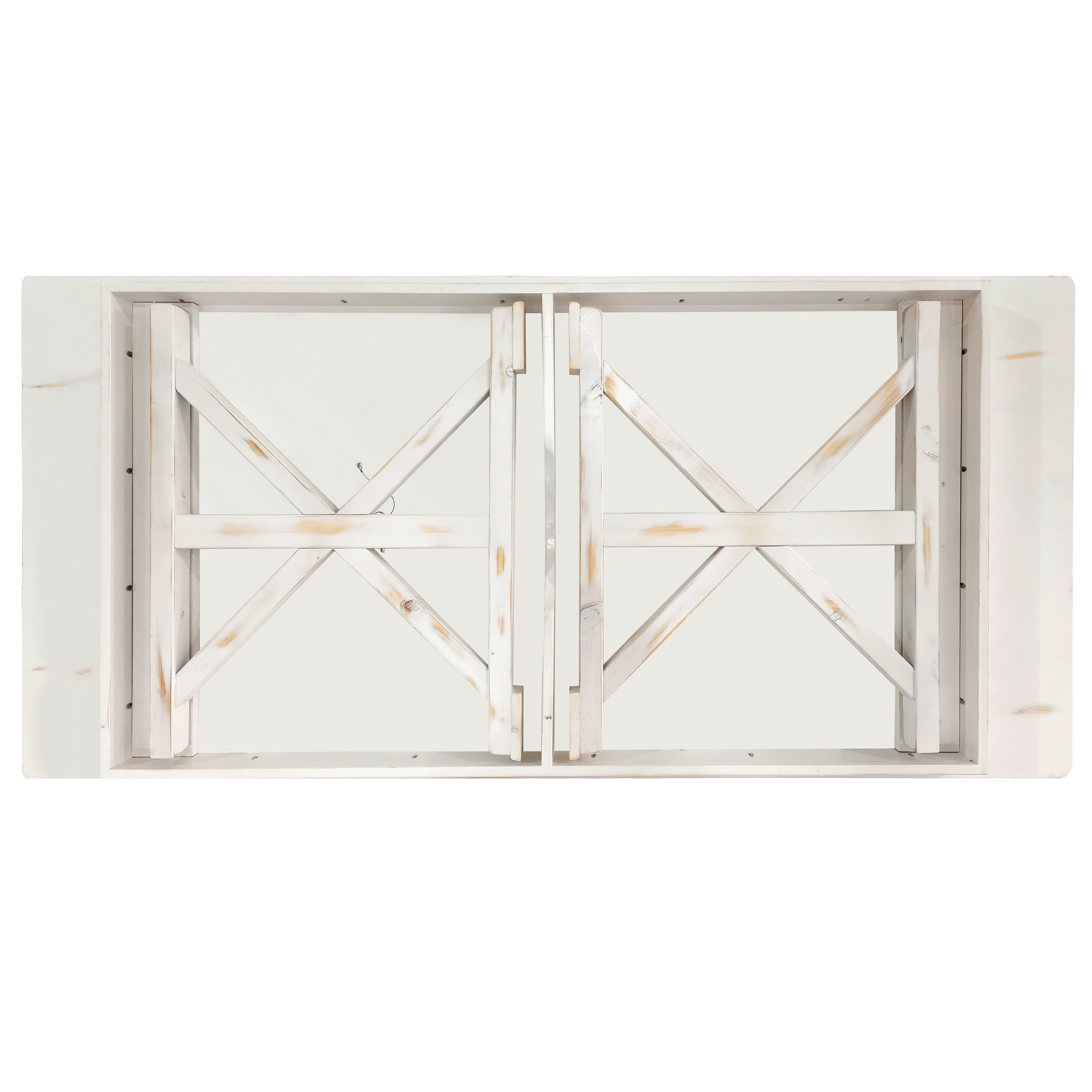 HERCULES 7' x 40" Rectangular Antique Rustic White Solid Pine Folding Farm Table with X Legs