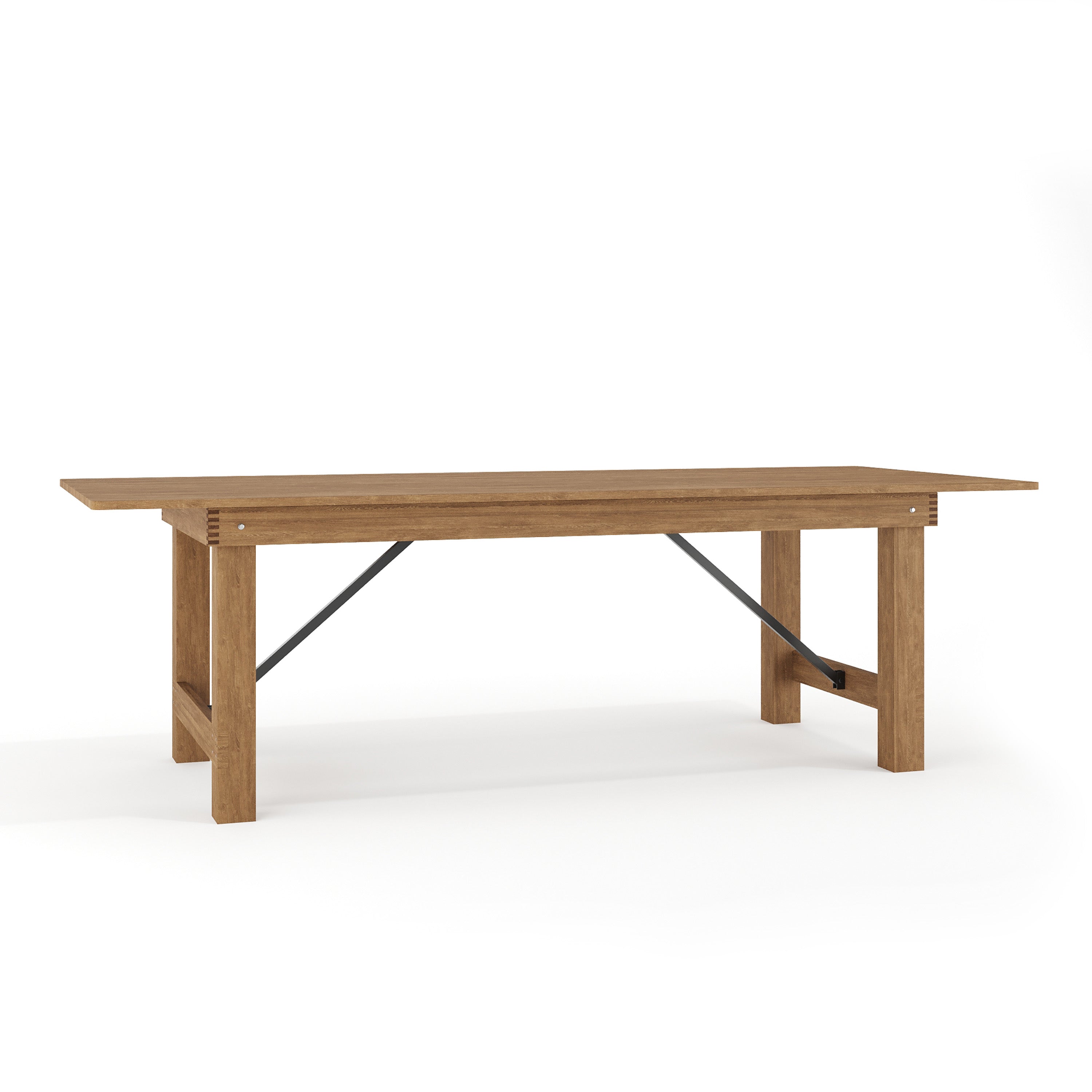 HERCULES Series 8' x 40" Rectangular Antique Rustic Solid Pine Folding Farm Table