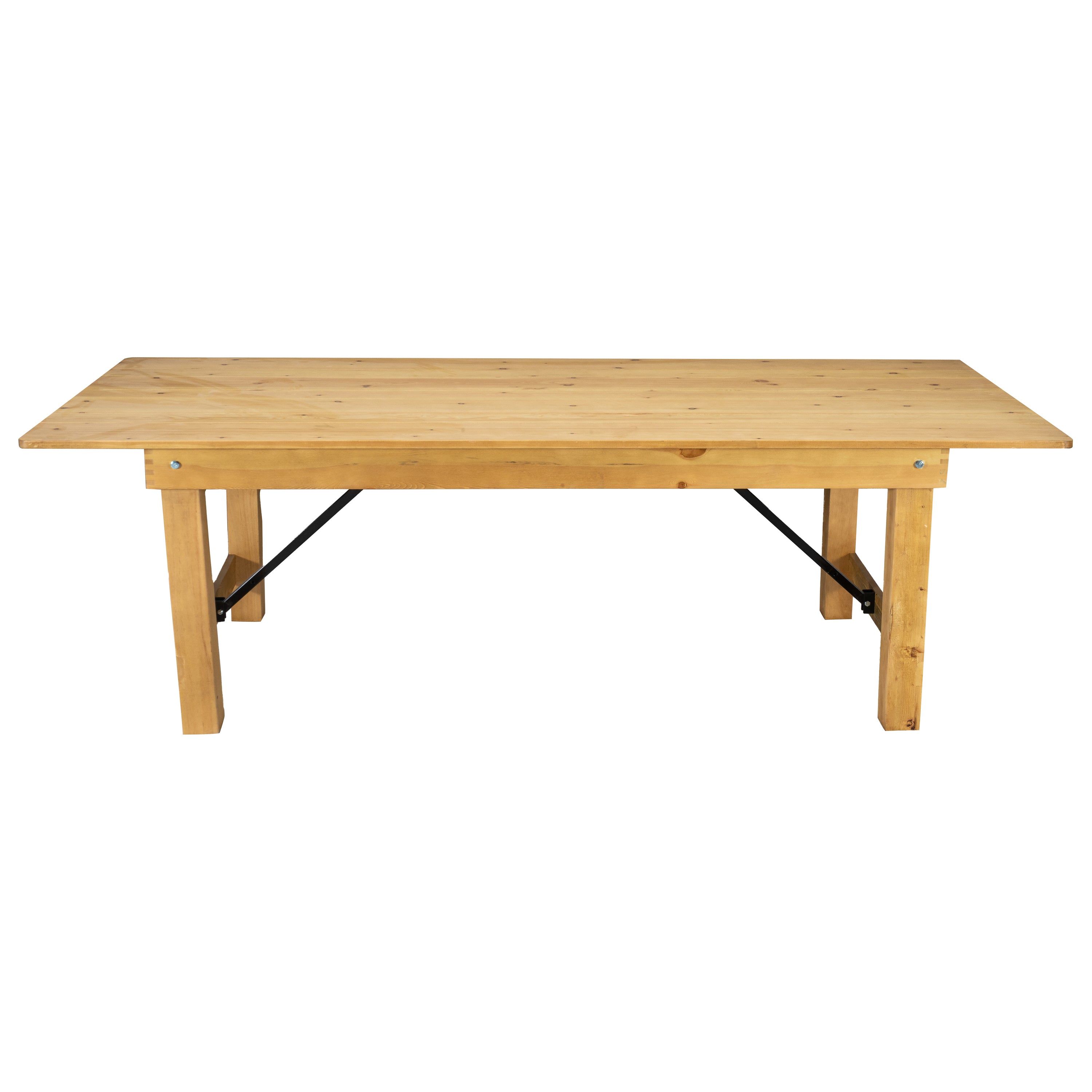 HERCULES 8' x 40" Rectangular Antique Rustic Light Natural Solid Pine Folding Farm Table