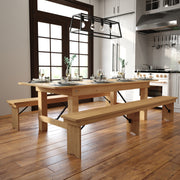 HERCULES 8' x 40" Rectangular Antique Rustic Light Natural Solid Pine Folding Farm Table