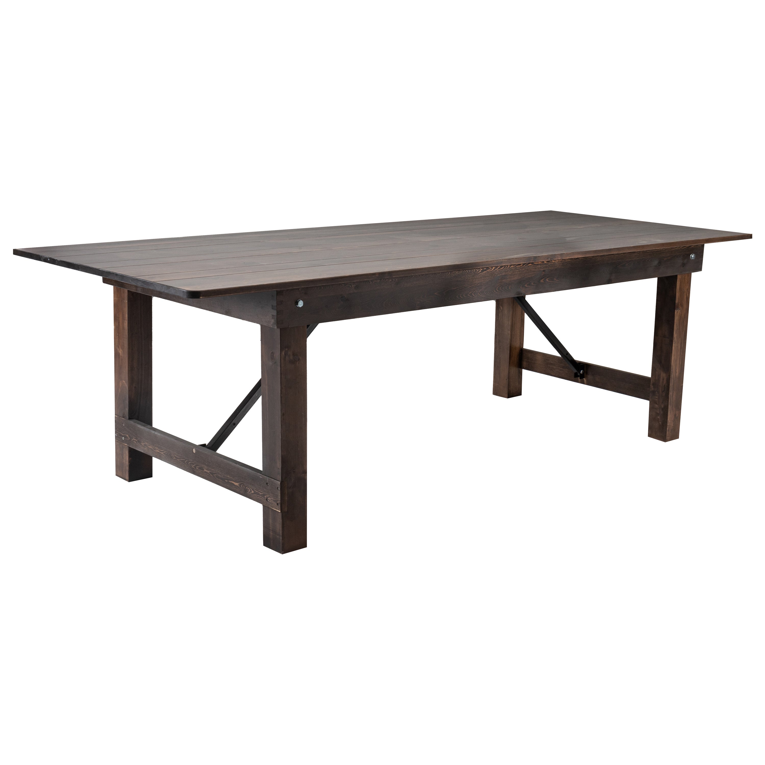 HERCULES 8' x 40" Rectangular Antique Rustic Mahogany Solid Pine Folding Farm Table