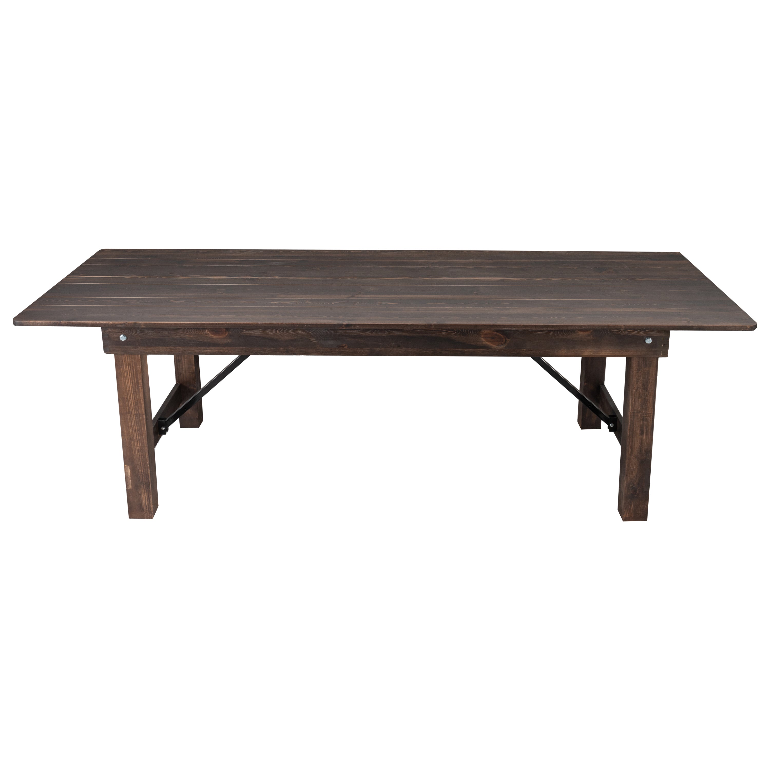 HERCULES 8' x 40" Rectangular Antique Rustic Mahogany Solid Pine Folding Farm Table