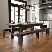 HERCULES 8' x 40" Rectangular Antique Rustic Mahogany Solid Pine Folding Farm Table