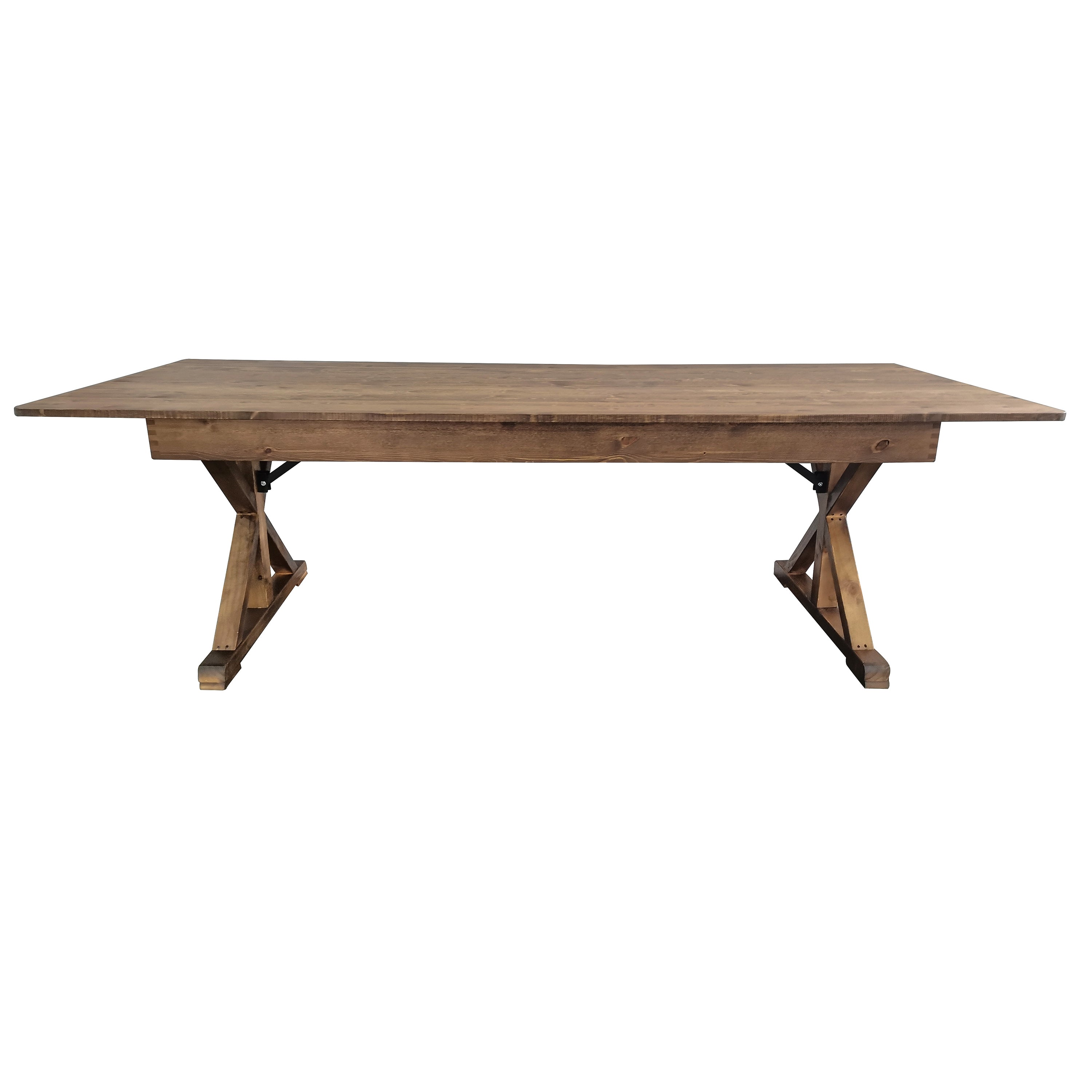 HERCULES 8' x 40" Rectangular Antique Rustic Solid Pine Folding Farm Table with X Legs