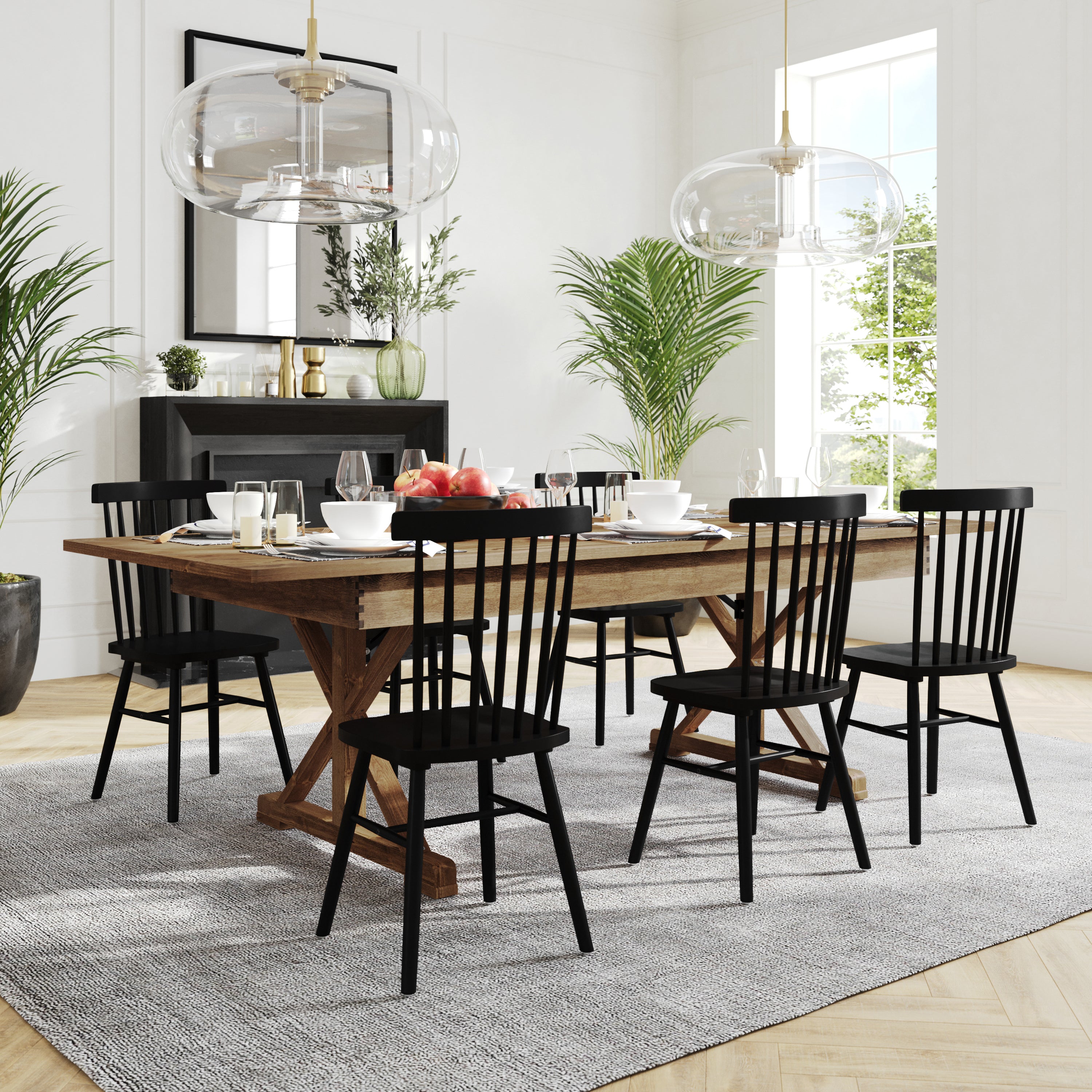 HERCULES 8' x 40" Rectangular Antique Rustic Solid Pine Folding Farm Table with X Legs