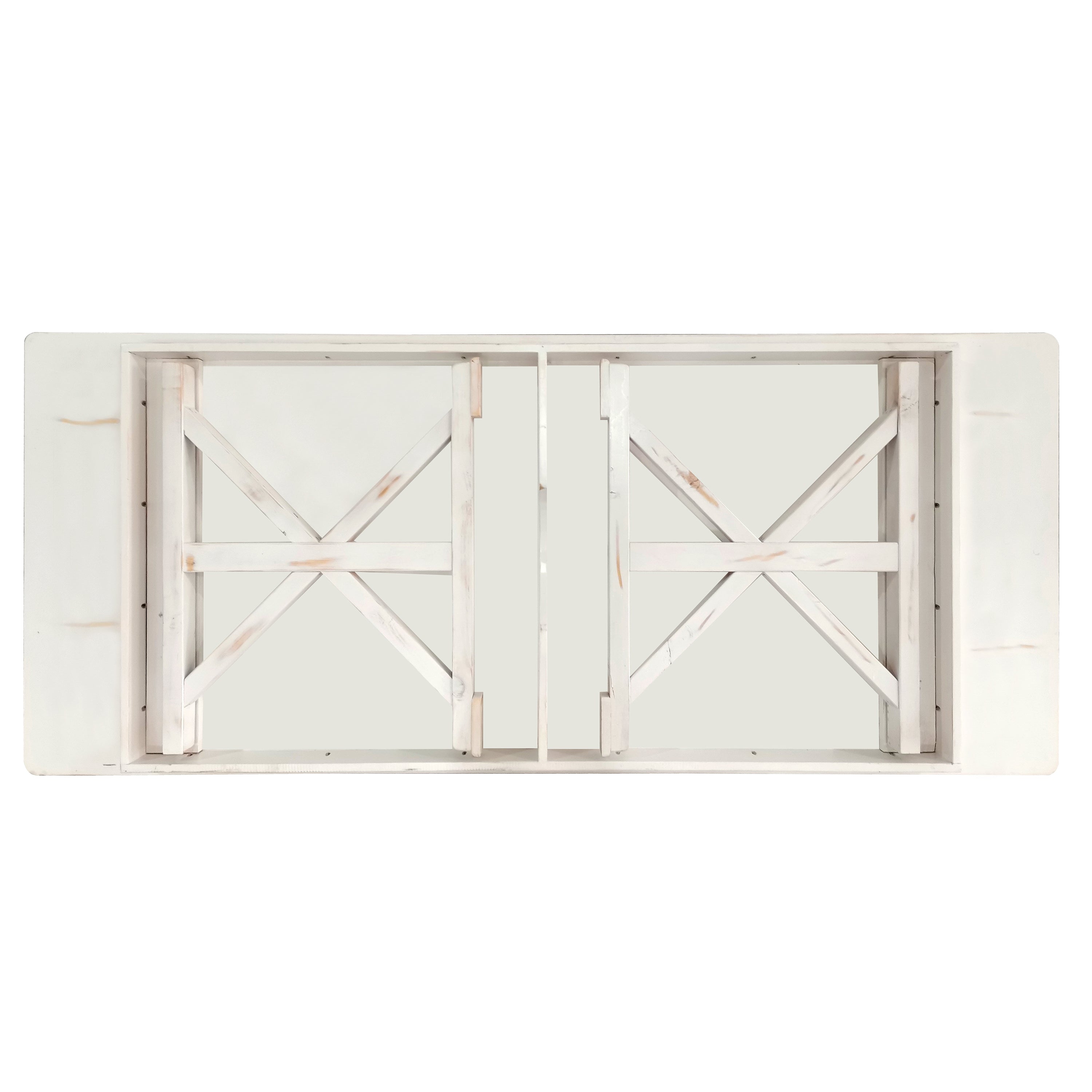 HERCULES 8' x 40" Rectangular Antique Rustic White Solid Pine Folding Farm Table with X Legs